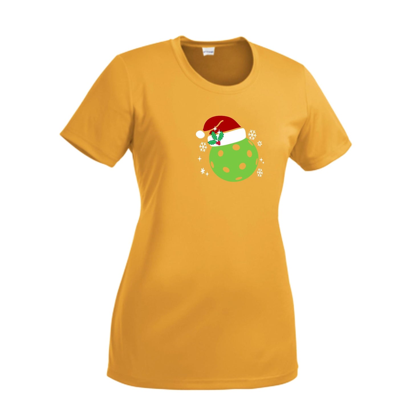 Santa Hat | Women’s Short Sleeve Crewneck Pickleball Performance T-Shirts | 100% Polyester