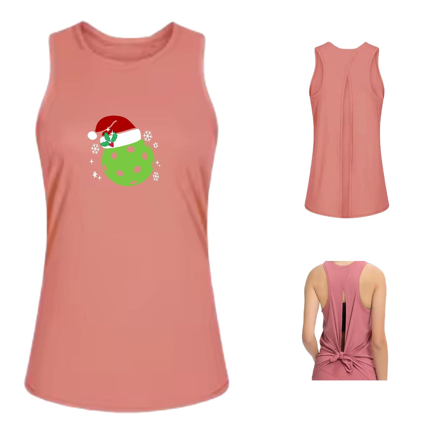 Santa Hat | Women's Split Back or Tied Back Pickleball Performance Tank | 80/20 Nylon Spandex Mix