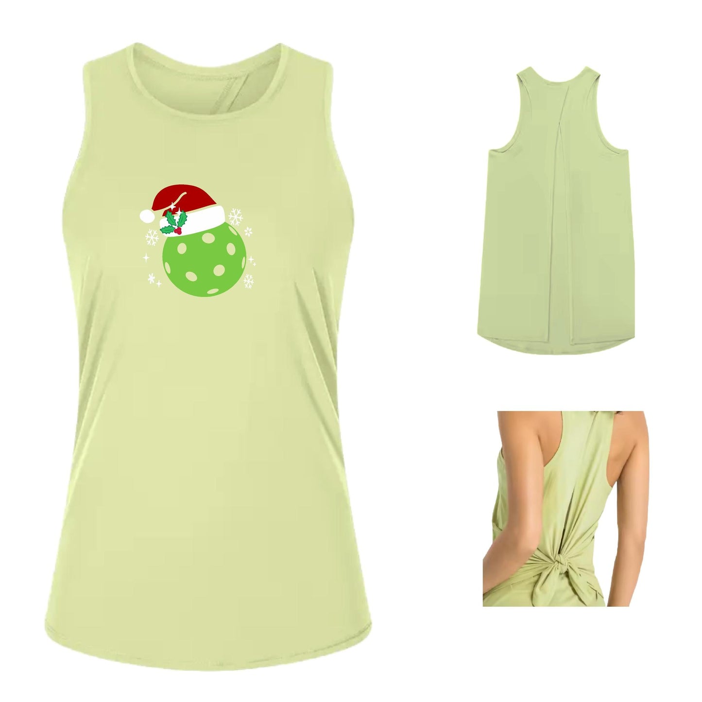 Santa Hat | Women's Split Back or Tied Back Pickleball Performance Tank | 80/20 Nylon Spandex Mix