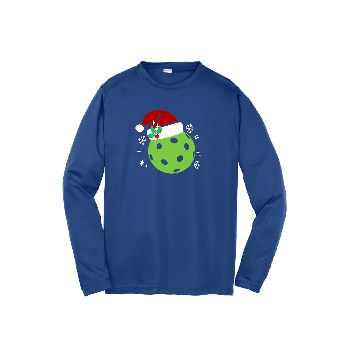 Santa Hat | Youth Long Sleeve Pickleball Performance T-Shirts | 100% Polyester