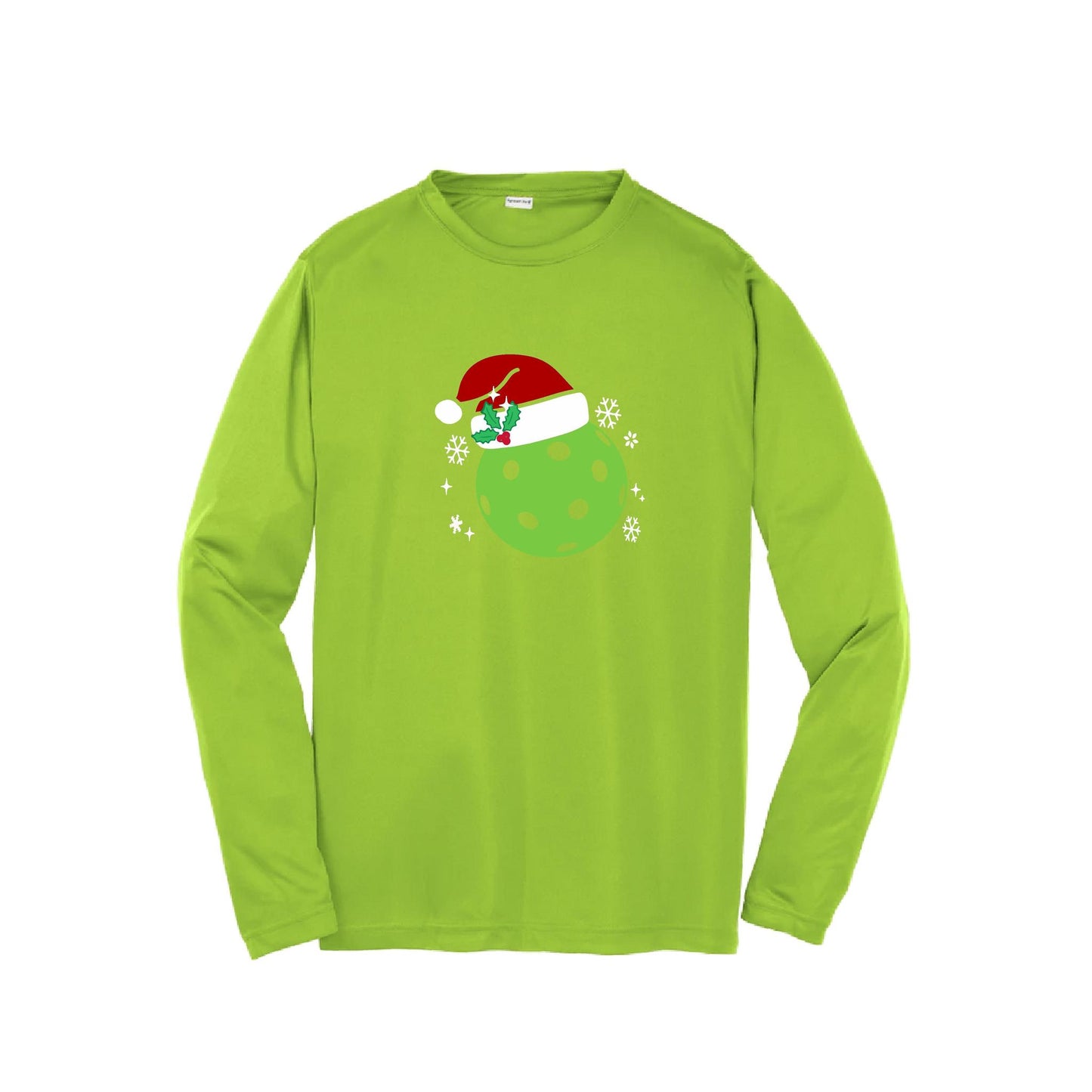 Santa Hat | Youth Long Sleeve Pickleball Performance T-Shirts | 100% Polyester