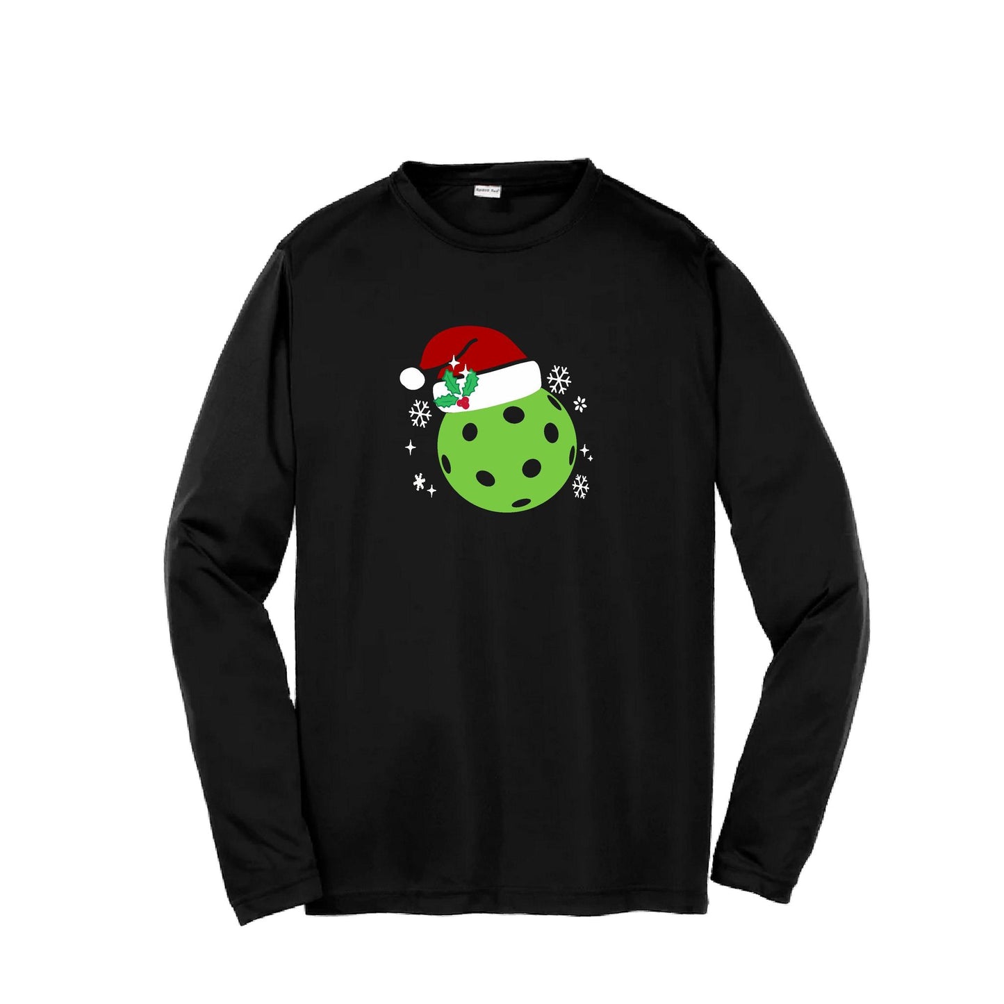 Santa Hat | Youth Long Sleeve Pickleball Performance T-Shirts | 100% Polyester