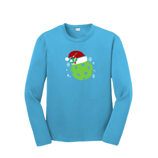 Santa Hat | Youth Long Sleeve Pickleball Performance T-Shirts | 100% Polyester