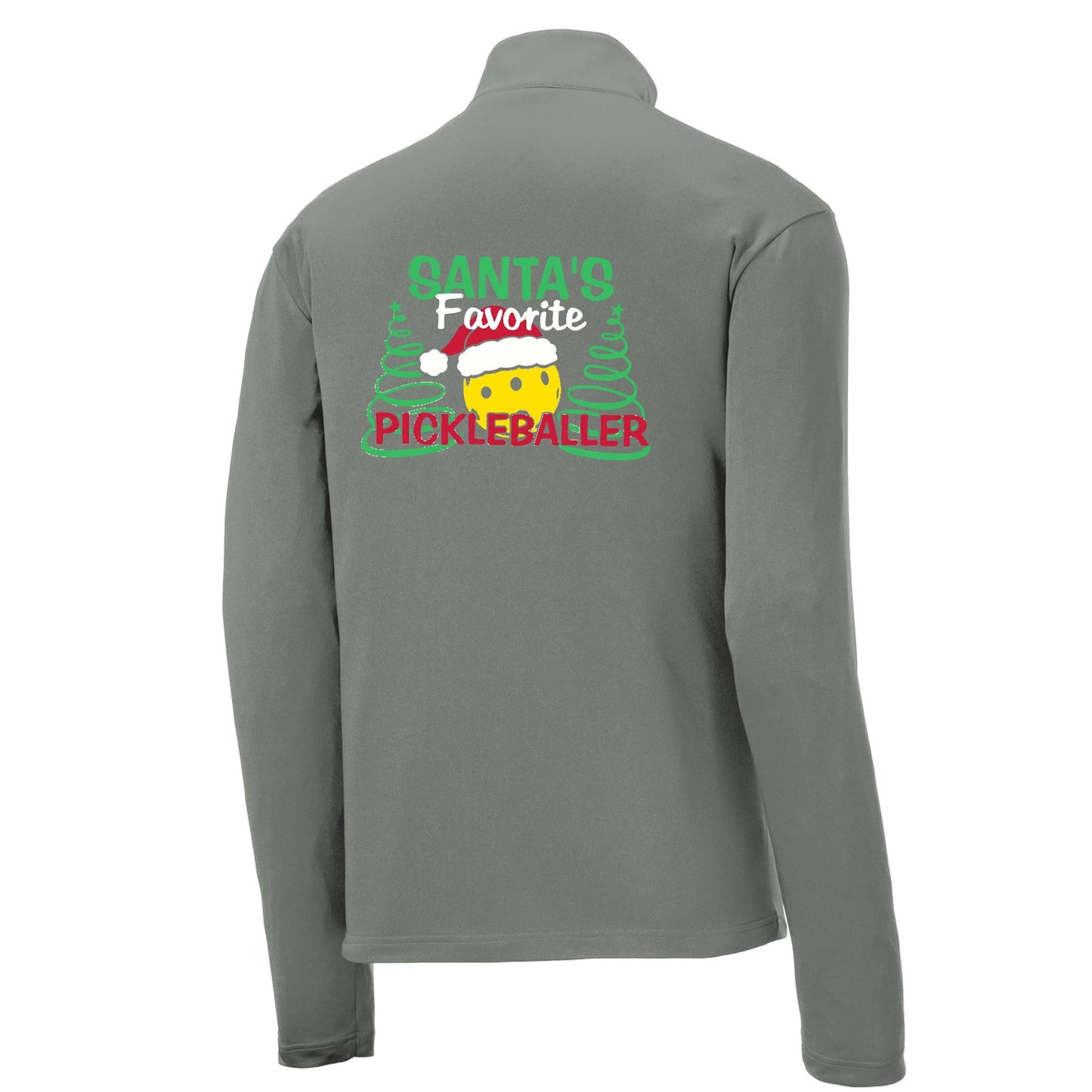 Santa's Favorite Pickleballer | Men's 1/4 Zip Long Sleeve Pullover Athletic Performance Shirt | 100% Polyester