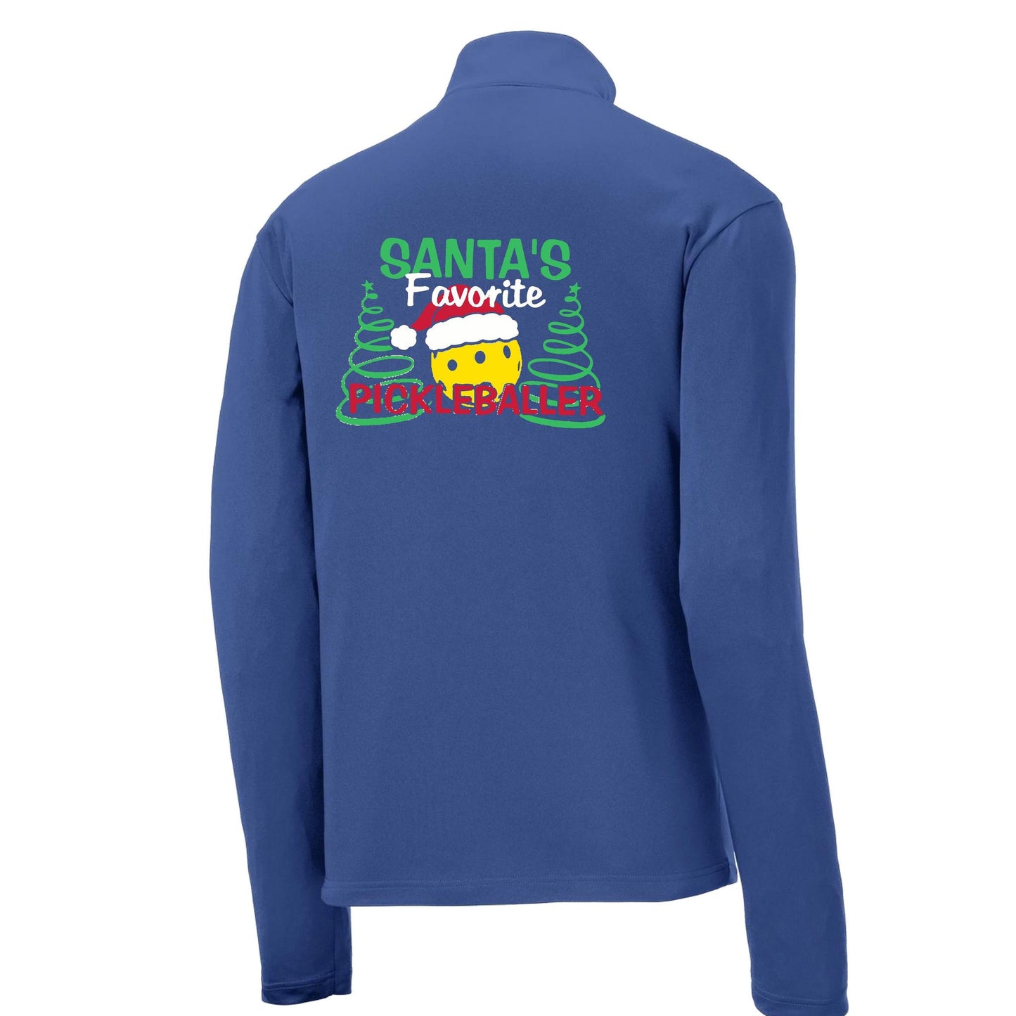 Santa's Favorite Pickleballer | Men's 1/4 Zip Long Sleeve Pullover Athletic Performance Shirt | 100% Polyester