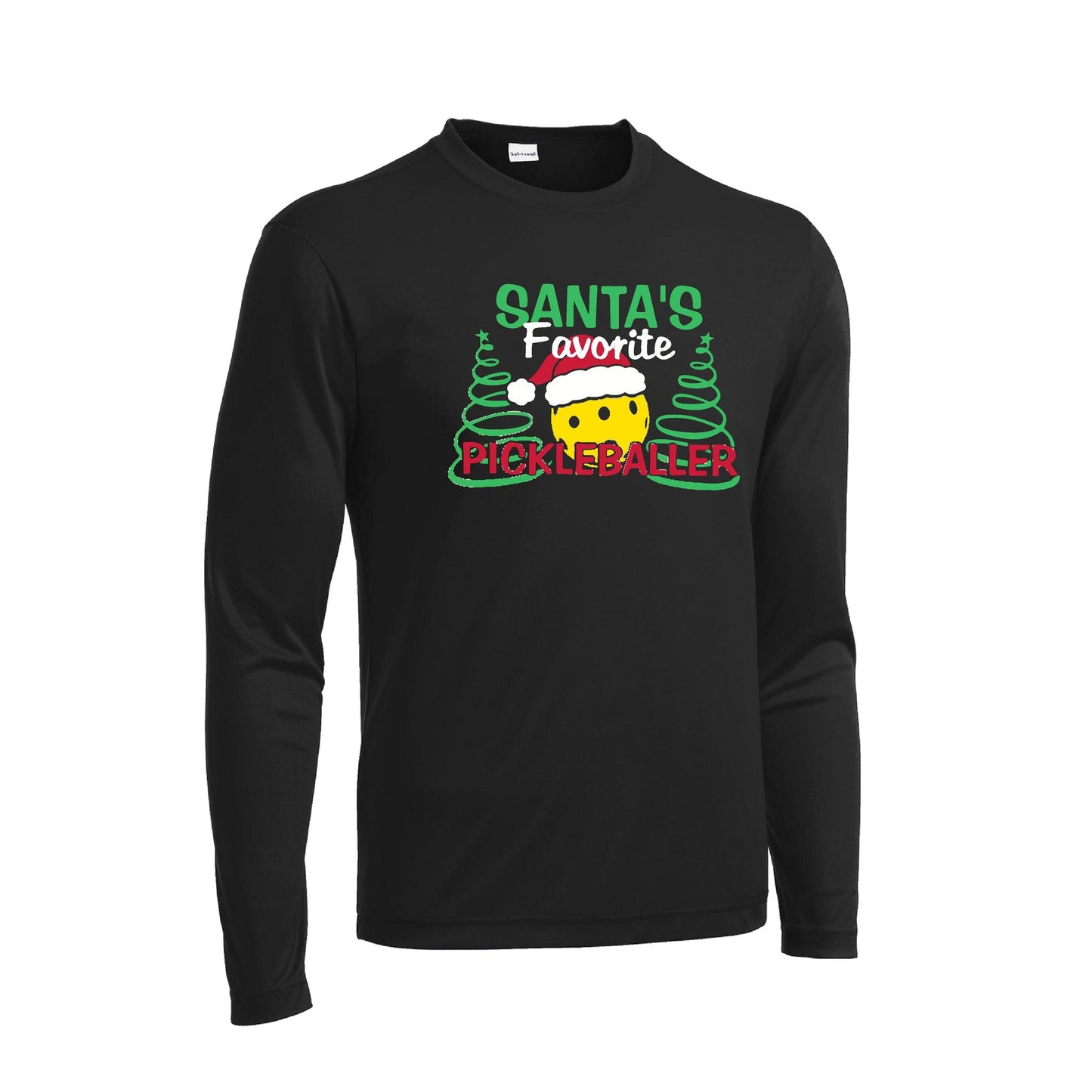Santa's Favorite Pickleballer | Men's Long Sleeve Athletic Performance T-Shirt | 100% Polyester