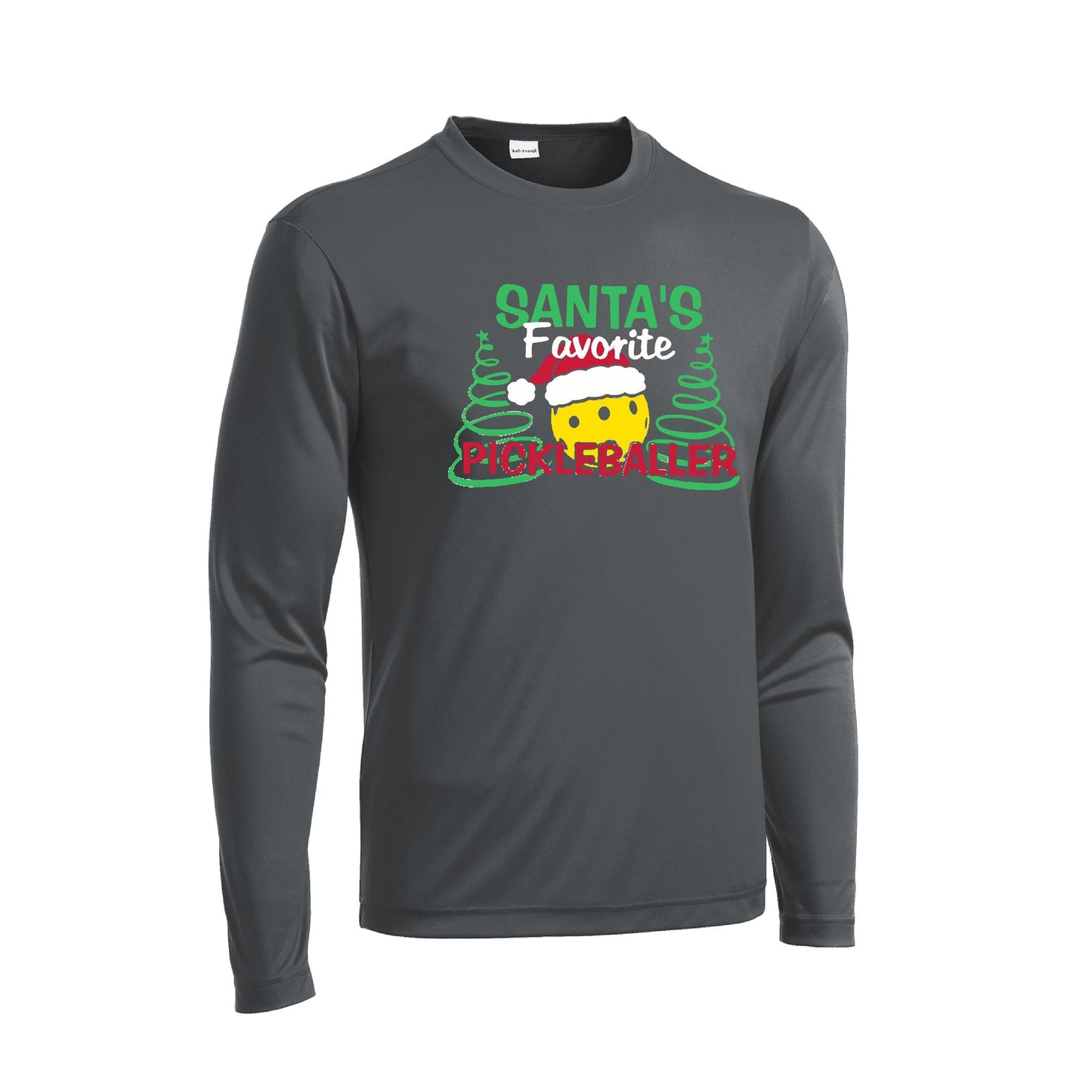Santa's Favorite Pickleballer | Men's Long Sleeve Athletic Performance T-Shirt | 100% Polyester