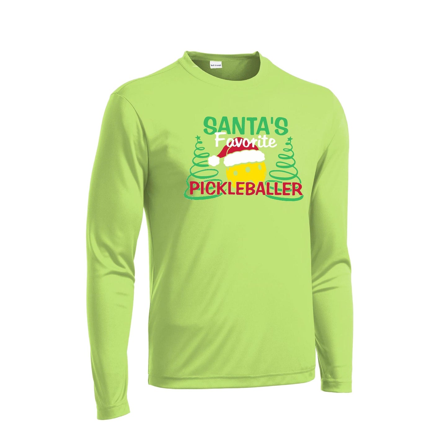 Santa's Favorite Pickleballer | Men's Long Sleeve Athletic Performance T-Shirt | 100% Polyester