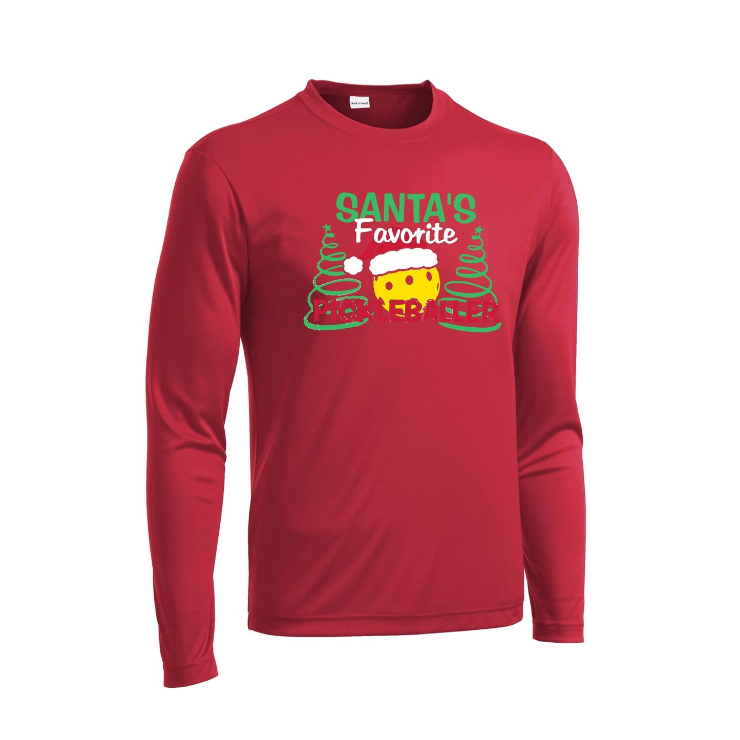 Santa's Favorite Pickleballer | Men's Long Sleeve Athletic Performance T-Shirt | 100% Polyester