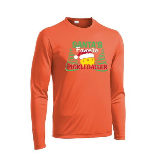 Santa's Favorite Pickleballer | Men's Long Sleeve Athletic Performance T-Shirt | 100% Polyester