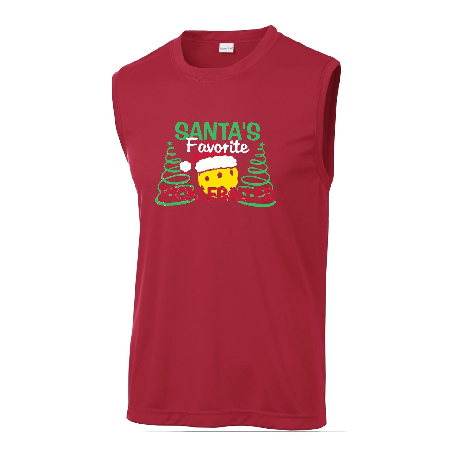 Santa's Favorite Pickleballer | Men's Sleeveless Athletic Performance T-Shirt | 100% Polyester