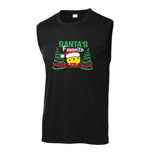 Santa's Favorite Pickleballer | Men's Sleeveless Athletic Performance T-Shirt | 100% Polyester