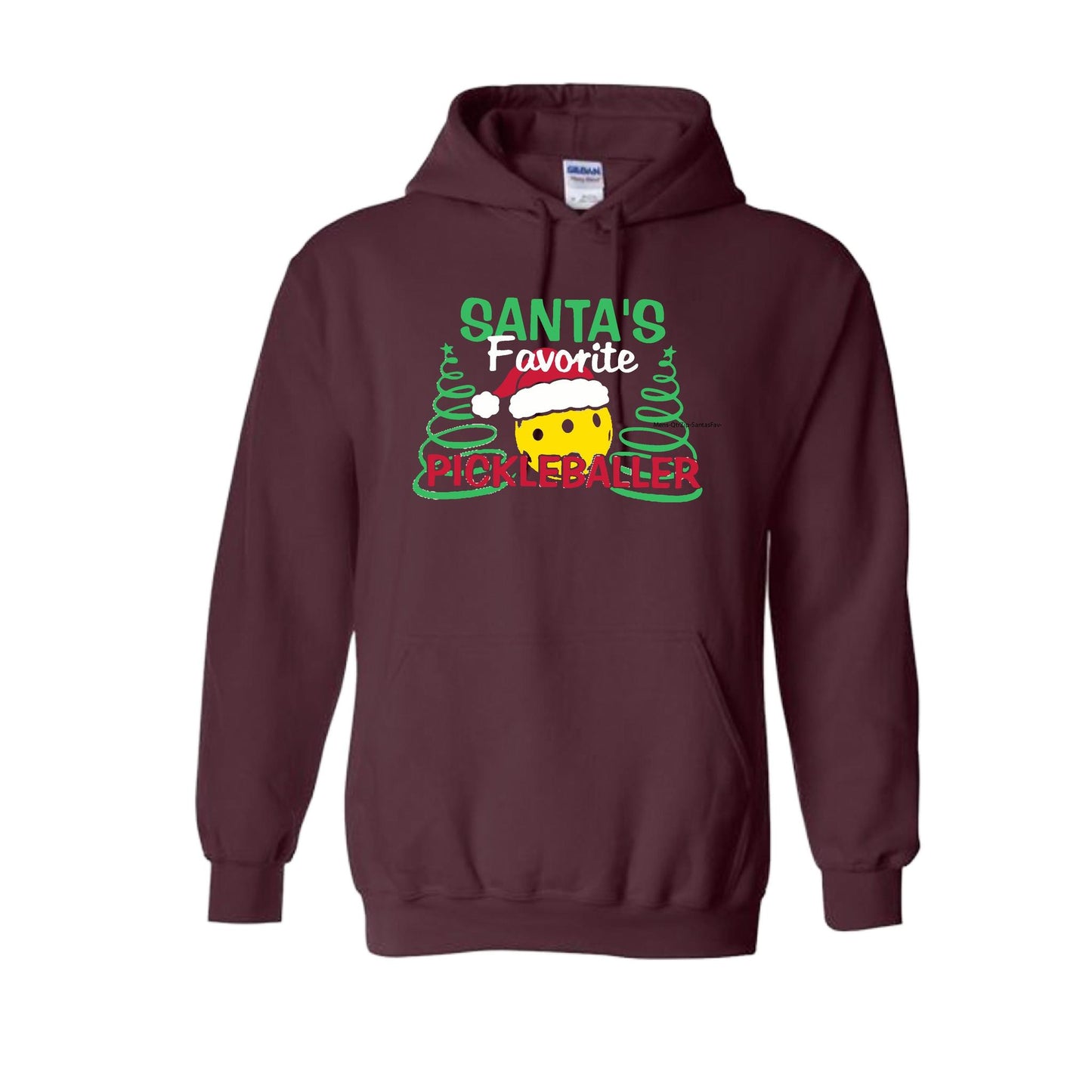 Santa's Favorite Pickleballer | Unisex Hoodie Athletic Sweatshirt | 50% Cotton/50% Polyester