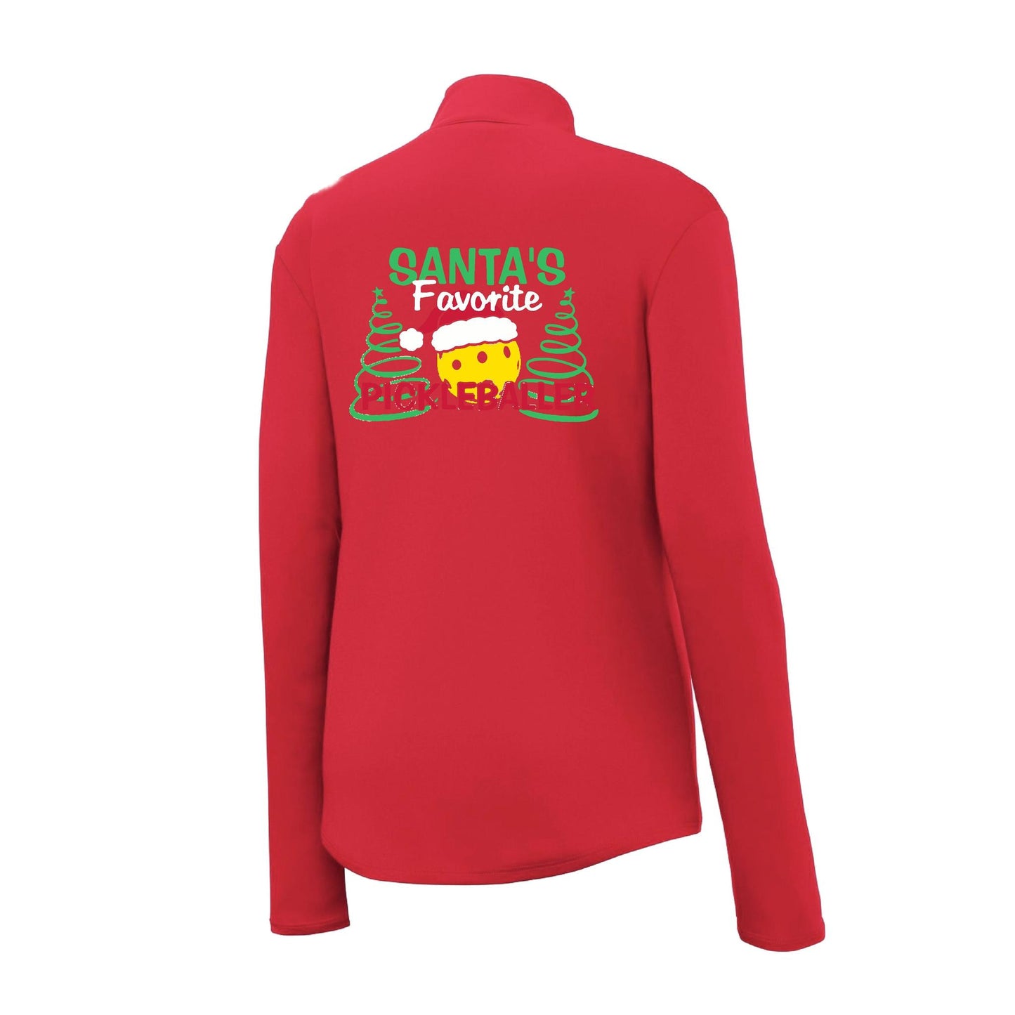 Santa's Favorite Pickleballer | Women's 1/4 Zip Pickleball Performance Pullover Shirt | 100% Polyester