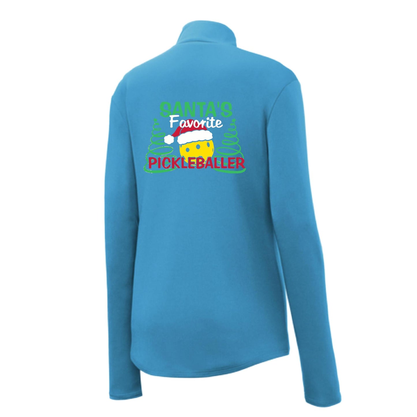 Santa's Favorite Pickleballer | Women's 1/4 Zip Pickleball Performance Pullover Shirt | 100% Polyester
