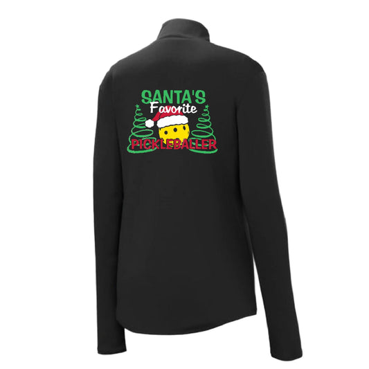 Santa's Favorite Pickleballer | Women's 1/4 Zip Pickleball Performance Pullover Shirt | 100% Polyester