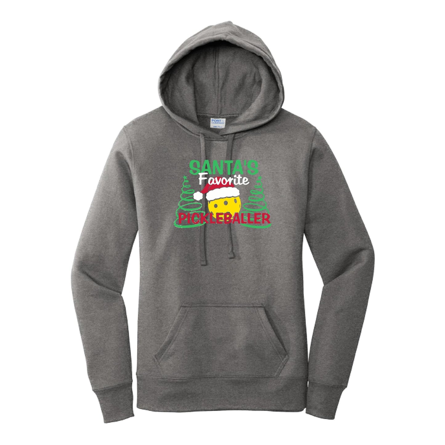 Santa's Favorite Pickleballer | Women’s Fitted Hoodie Pickleball Sweatshirt | 50% Cotton 50% Poly Fleece