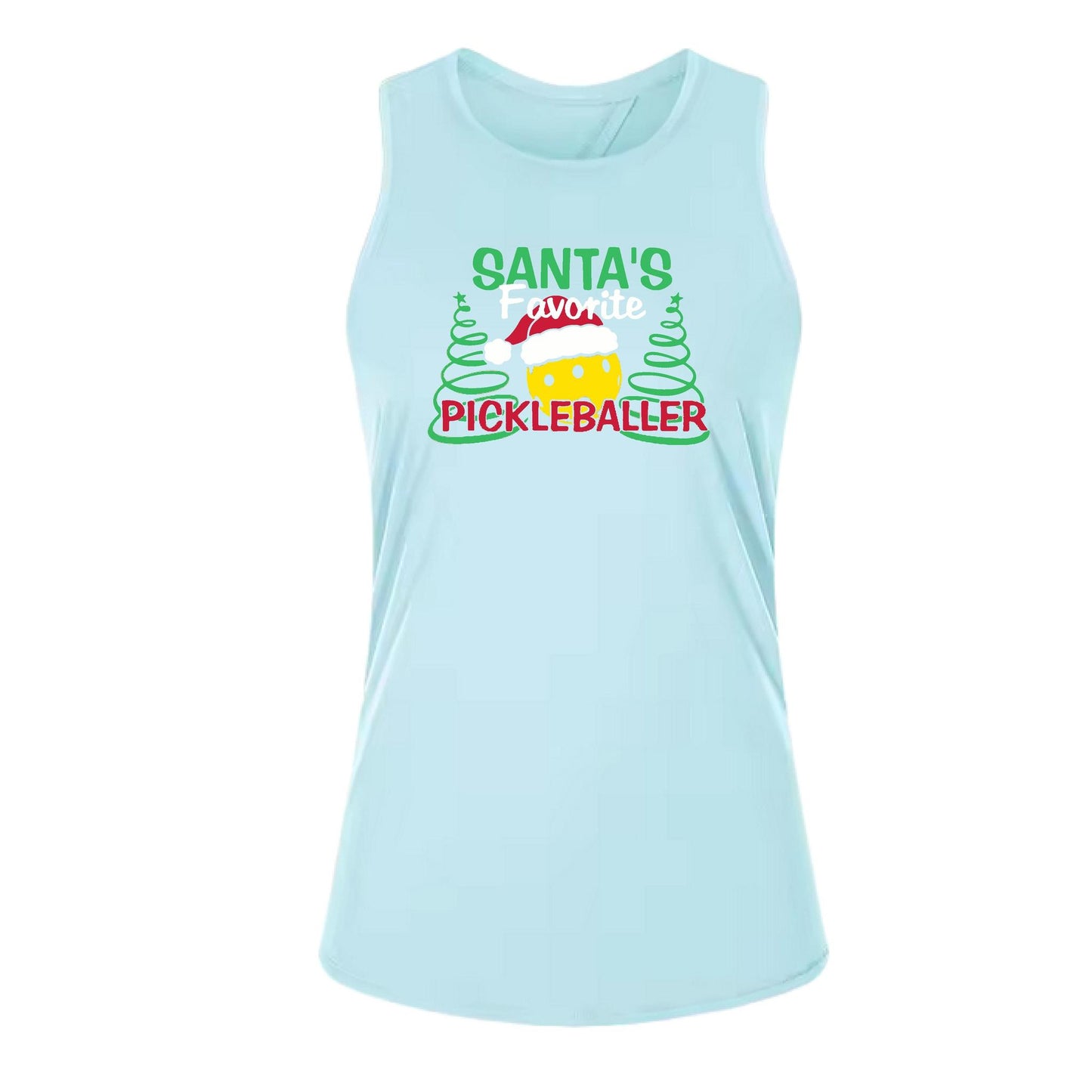Santa's Favorite Pickleballer | Women's Split Back or Tied Back Pickleball Tank | 80/20 Nylon Spandex Mix