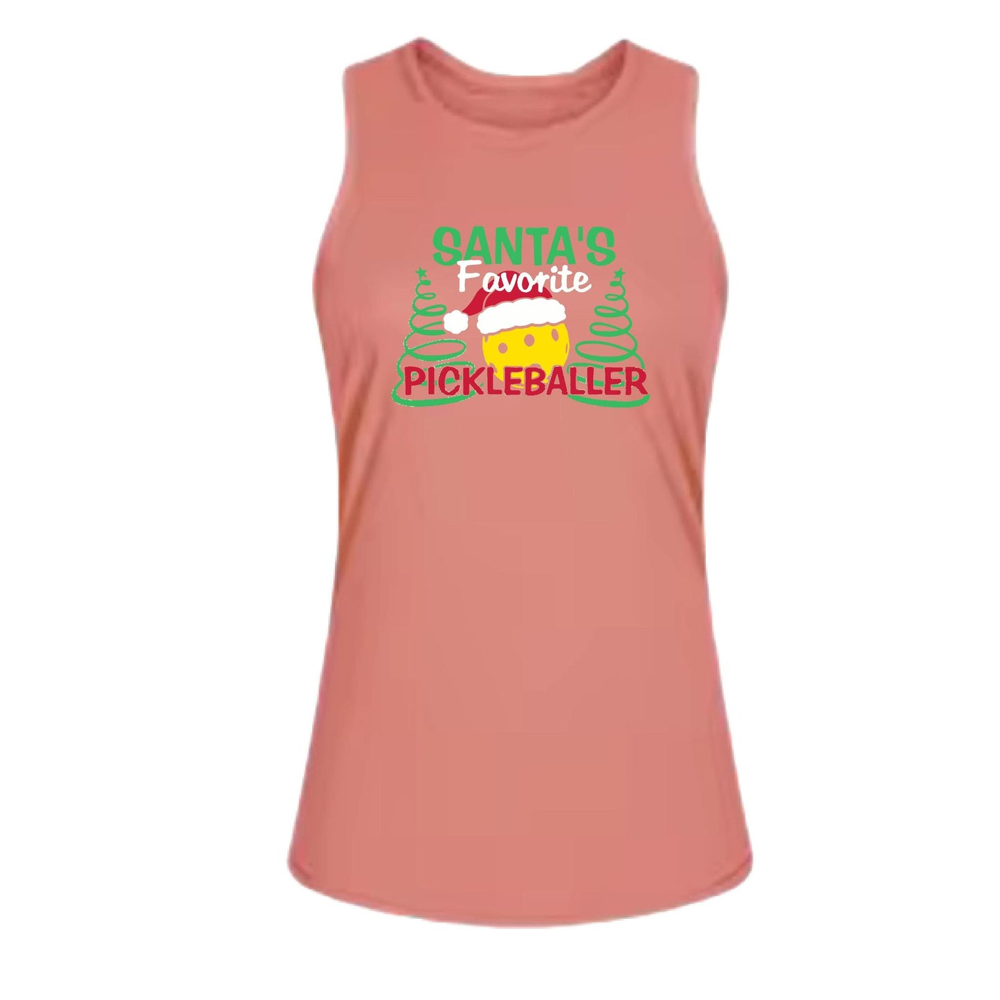 Santa's Favorite Pickleballer | Women's Split Back or Tied Back Pickleball Tank | 80/20 Nylon Spandex Mix