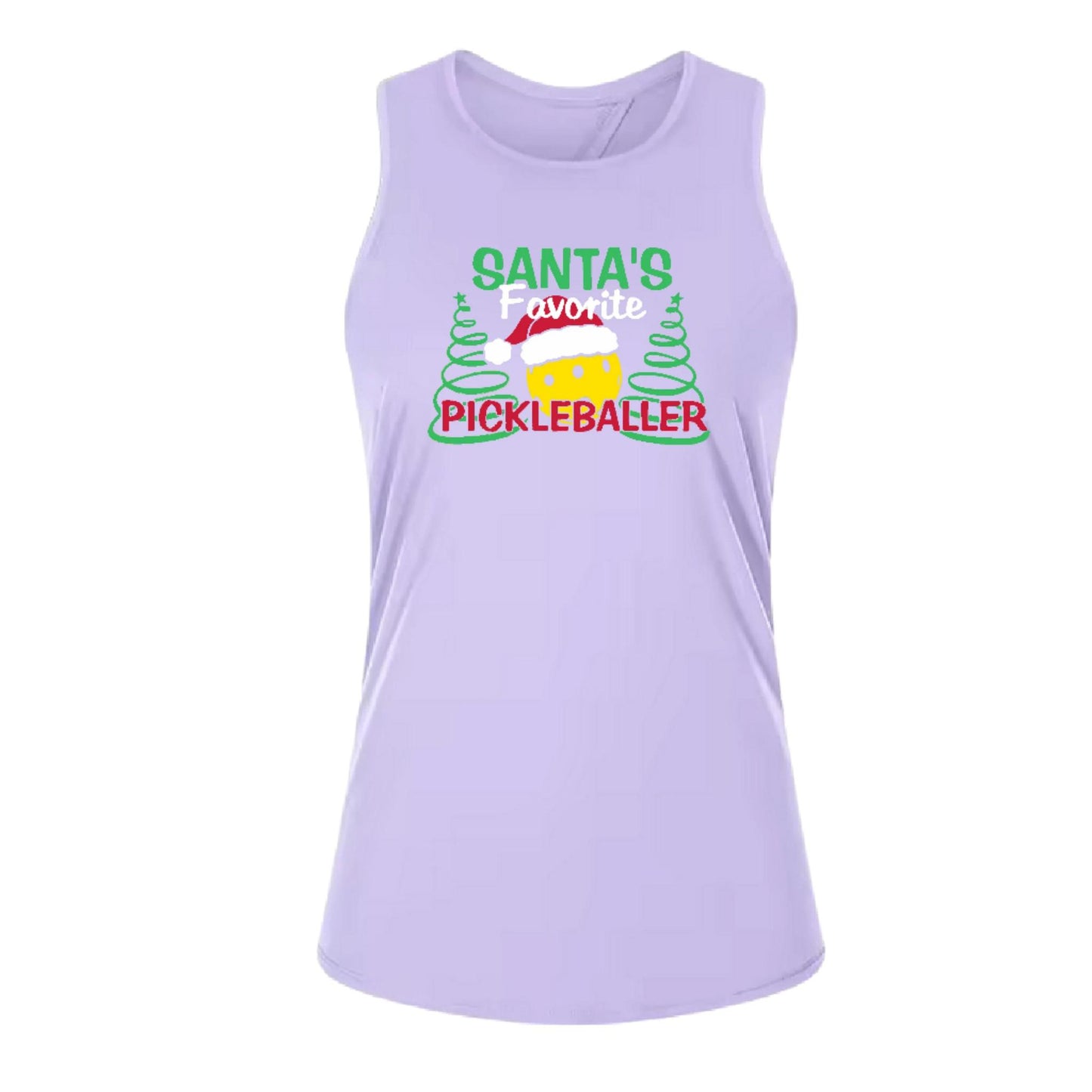 Santa's Favorite Pickleballer | Women's Split Back or Tied Back Pickleball Tank | 80/20 Nylon Spandex Mix