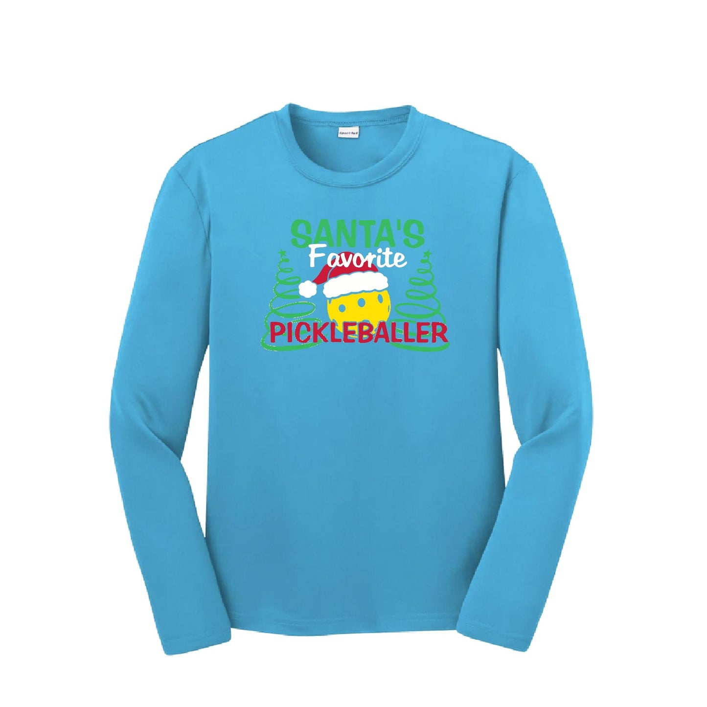 Santa's Favorite Pickleballer | Youth Long Sleeve Pickleball Performance T-Shirts | 100% Polyester