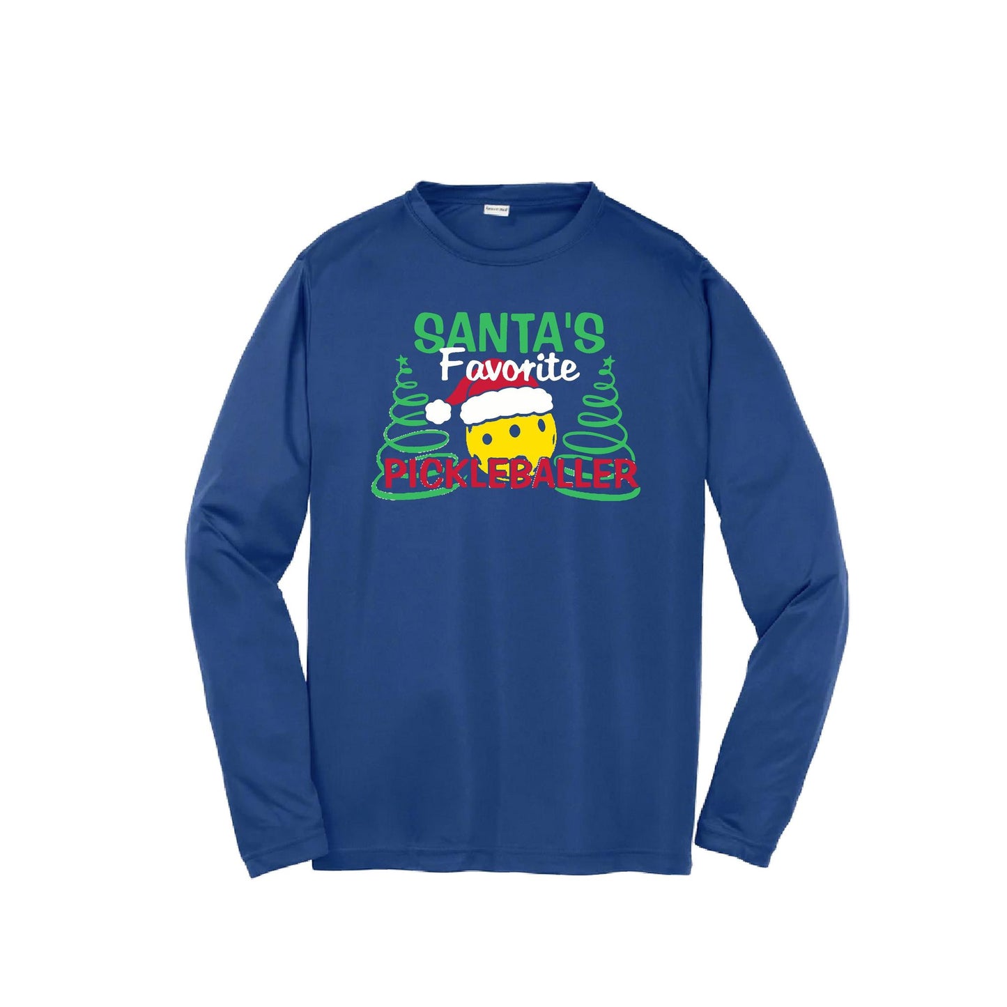 Santa's Favorite Pickleballer | Youth Long Sleeve Pickleball Performance T-Shirts | 100% Polyester