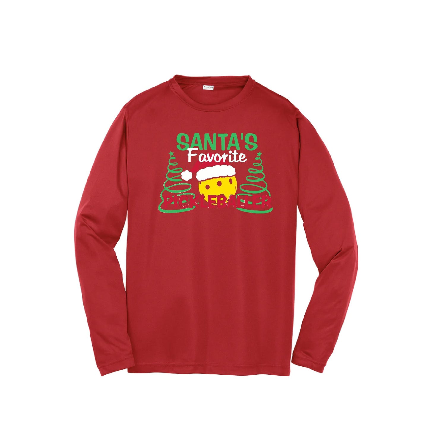 Santa's Favorite Pickleballer | Youth Long Sleeve Pickleball Performance T-Shirts | 100% Polyester