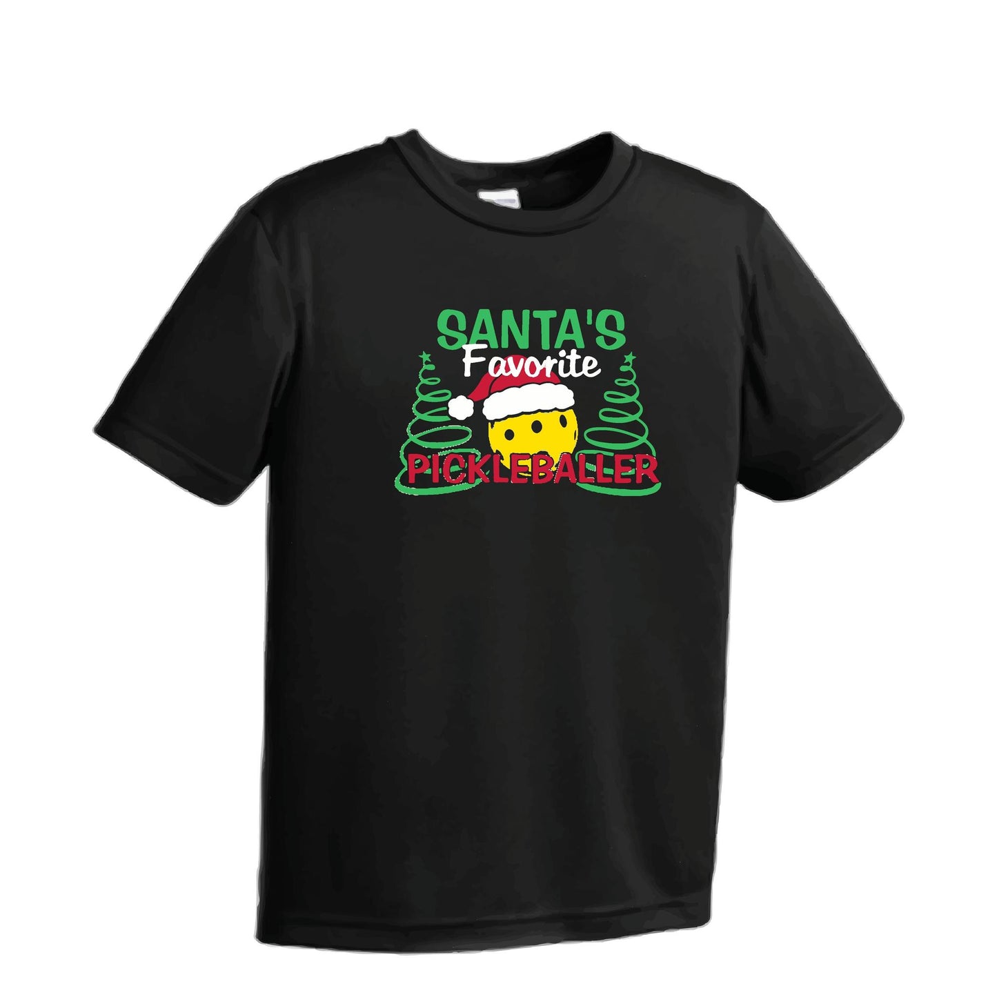 Santa's Favorite Pickleballer | Youth Short Sleeve Pickleball Performance T-Shirts | 100% Polyester