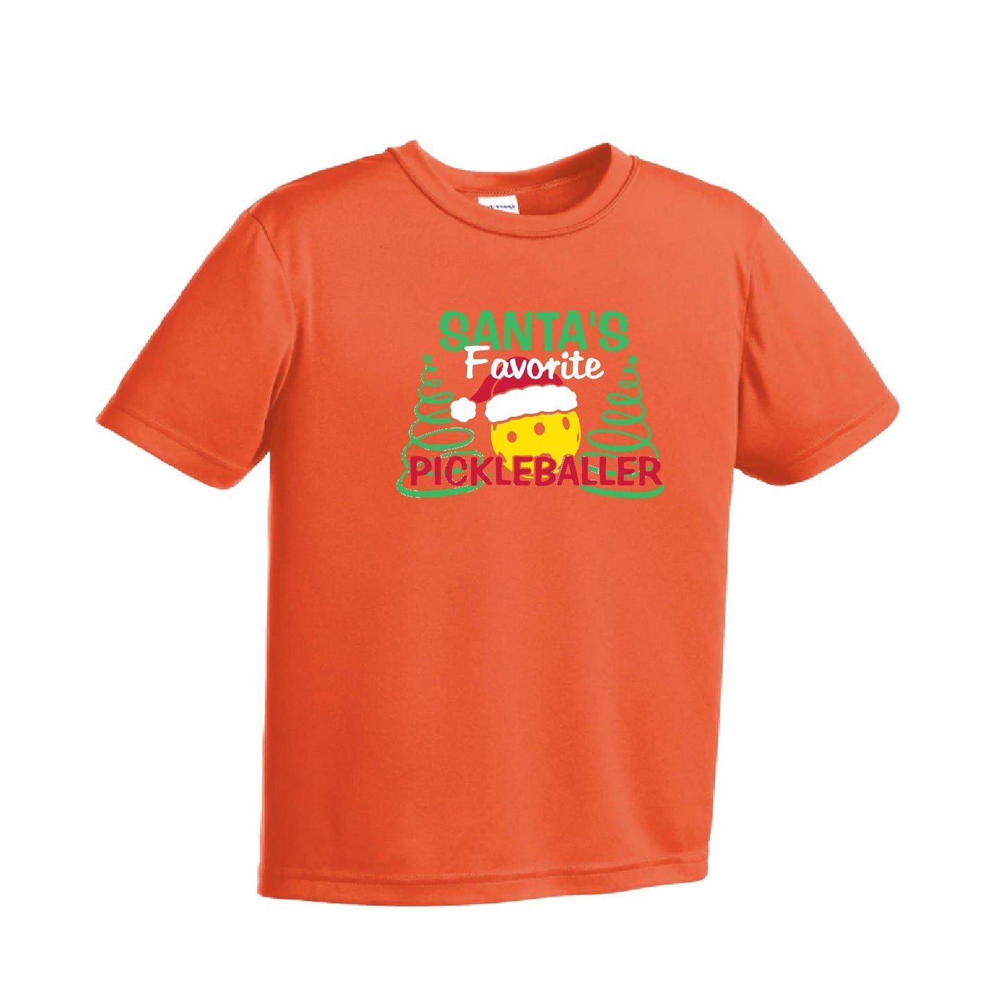Santa's Favorite Pickleballer | Youth Short Sleeve Pickleball Performance T-Shirts | 100% Polyester