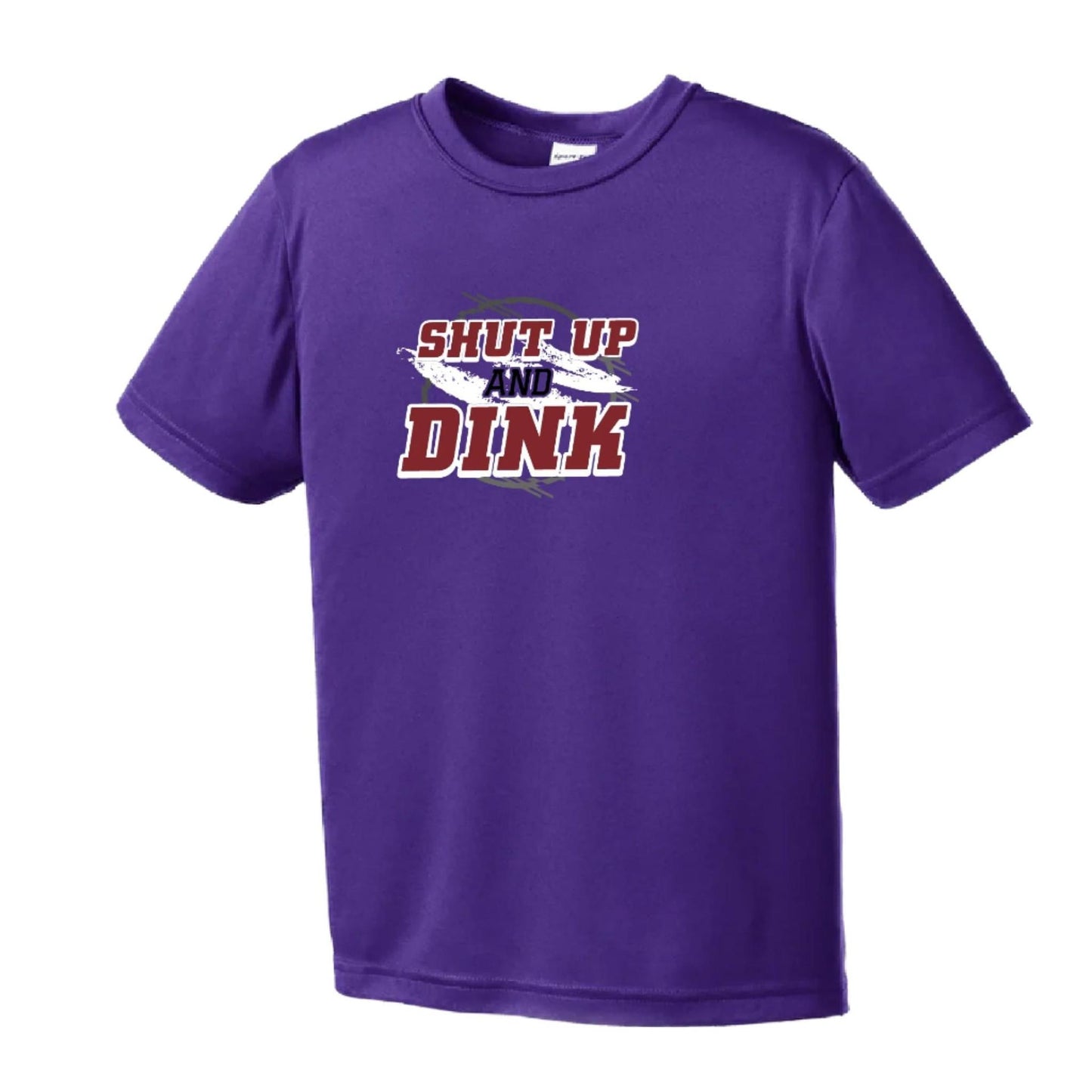 Shut Up and Dink | Youth Short Sleeve Pickleball Performance T-Shirts | 100% Polyester