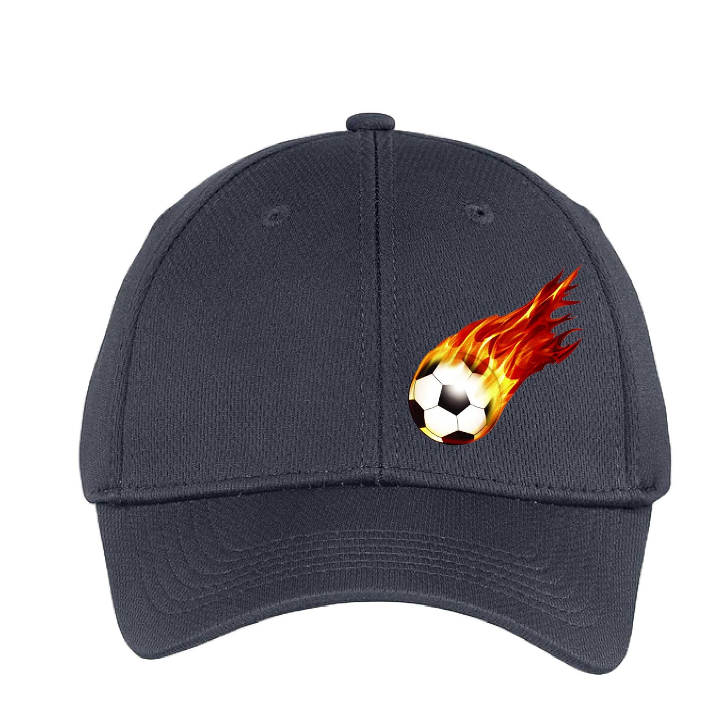 On Fire Soccer Ball | Soccer Hat | Moisture-Wicking 100% Polyester