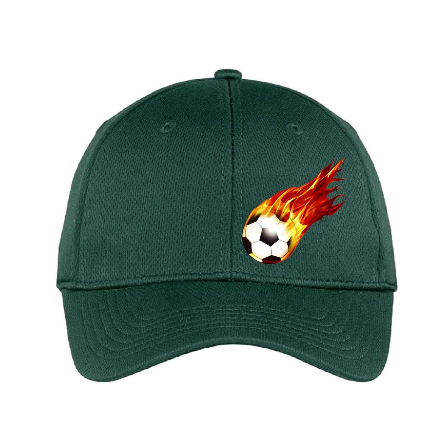 On Fire Soccer Ball | Soccer Hat | Moisture-Wicking 100% Polyester