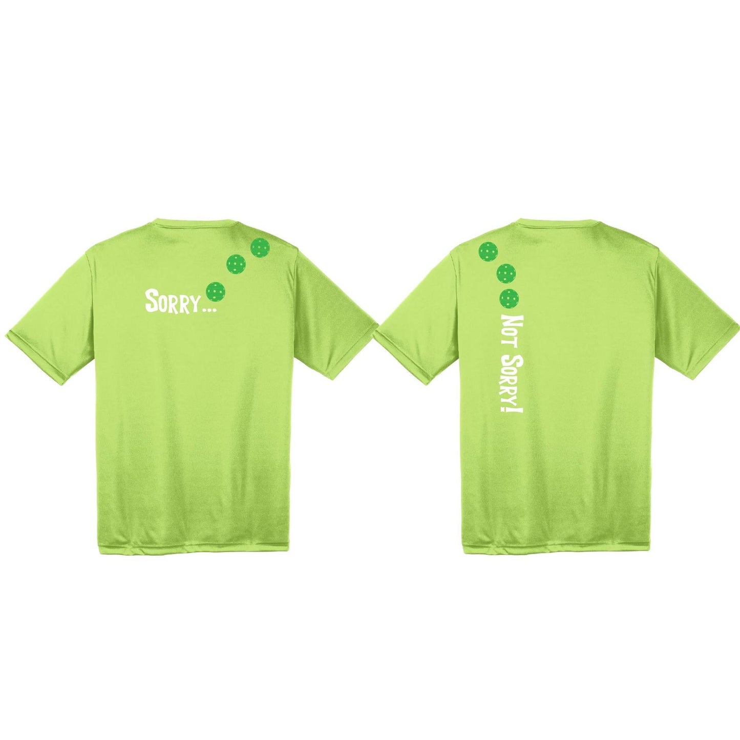 Sorry Not Sorry (Pickleballs Cyan Green Orange) | Men's Short Sleeve Athletic Performance T-Shirt | 100% Polyester