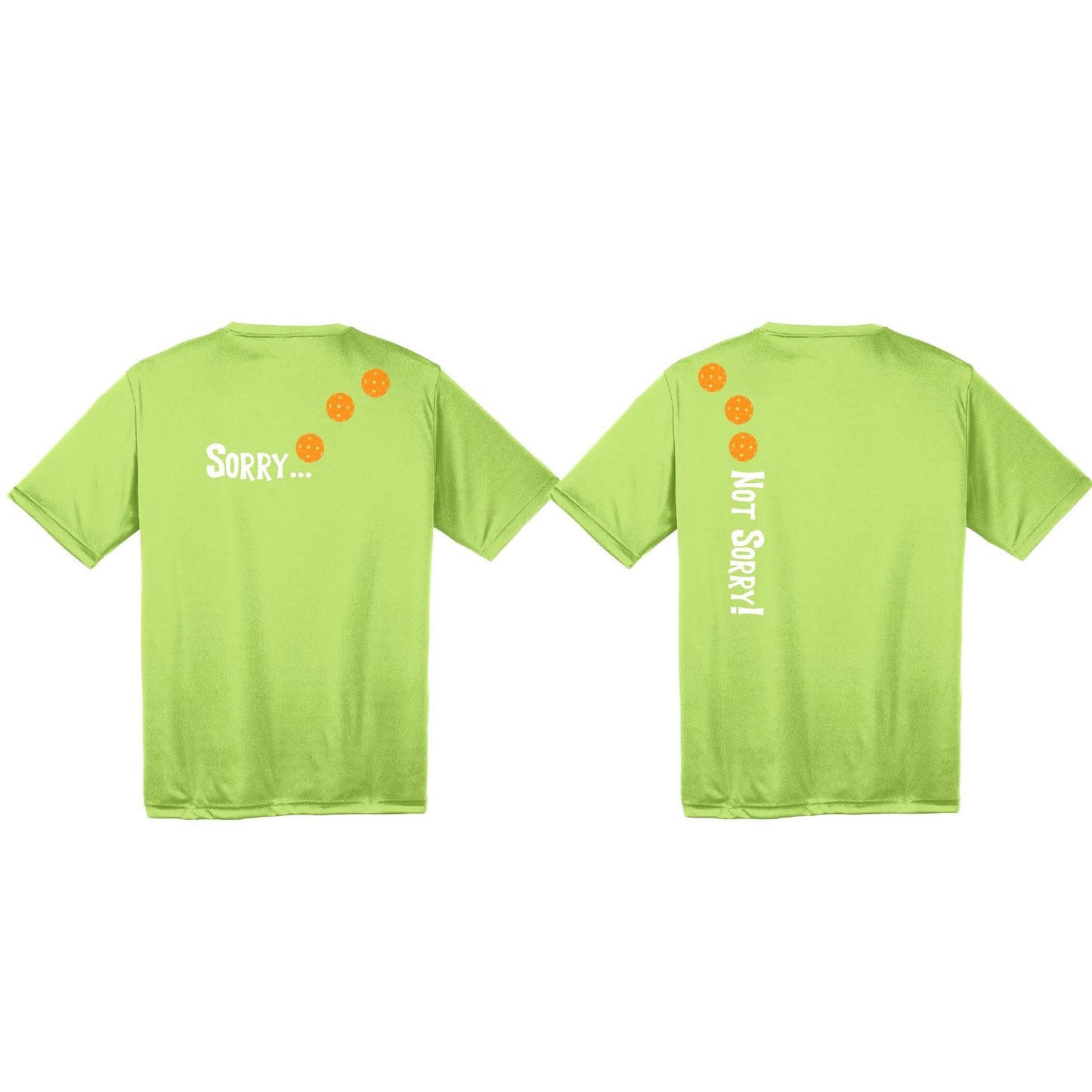 Sorry Not Sorry (Pickleballs Cyan Green Orange) | Men's Short Sleeve Athletic Performance T-Shirt | 100% Polyester