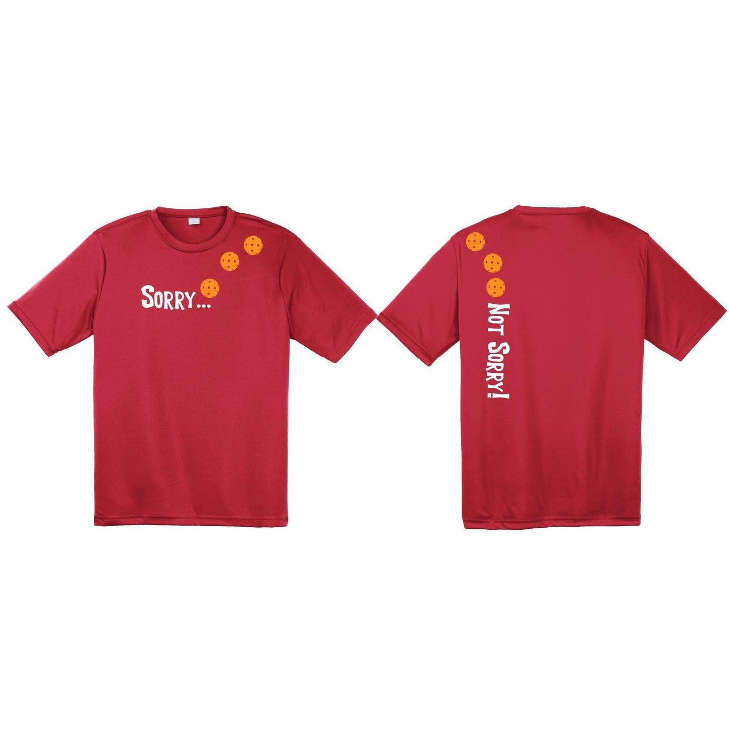 Sorry Not Sorry (Pickleballs Cyan Green Orange) | Men's Short Sleeve Athletic Performance T-Shirt | 100% Polyester