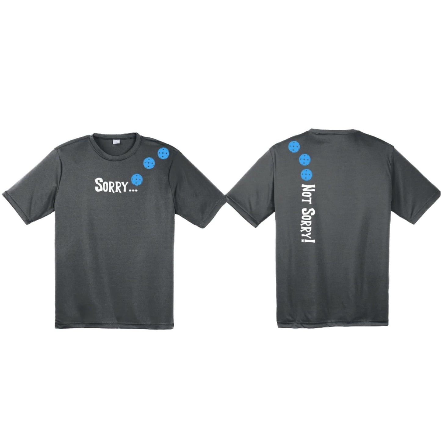 Sorry Not Sorry (Pickleballs Cyan Green Orange) | Men's Short Sleeve Athletic Performance T-Shirt | 100% Polyester