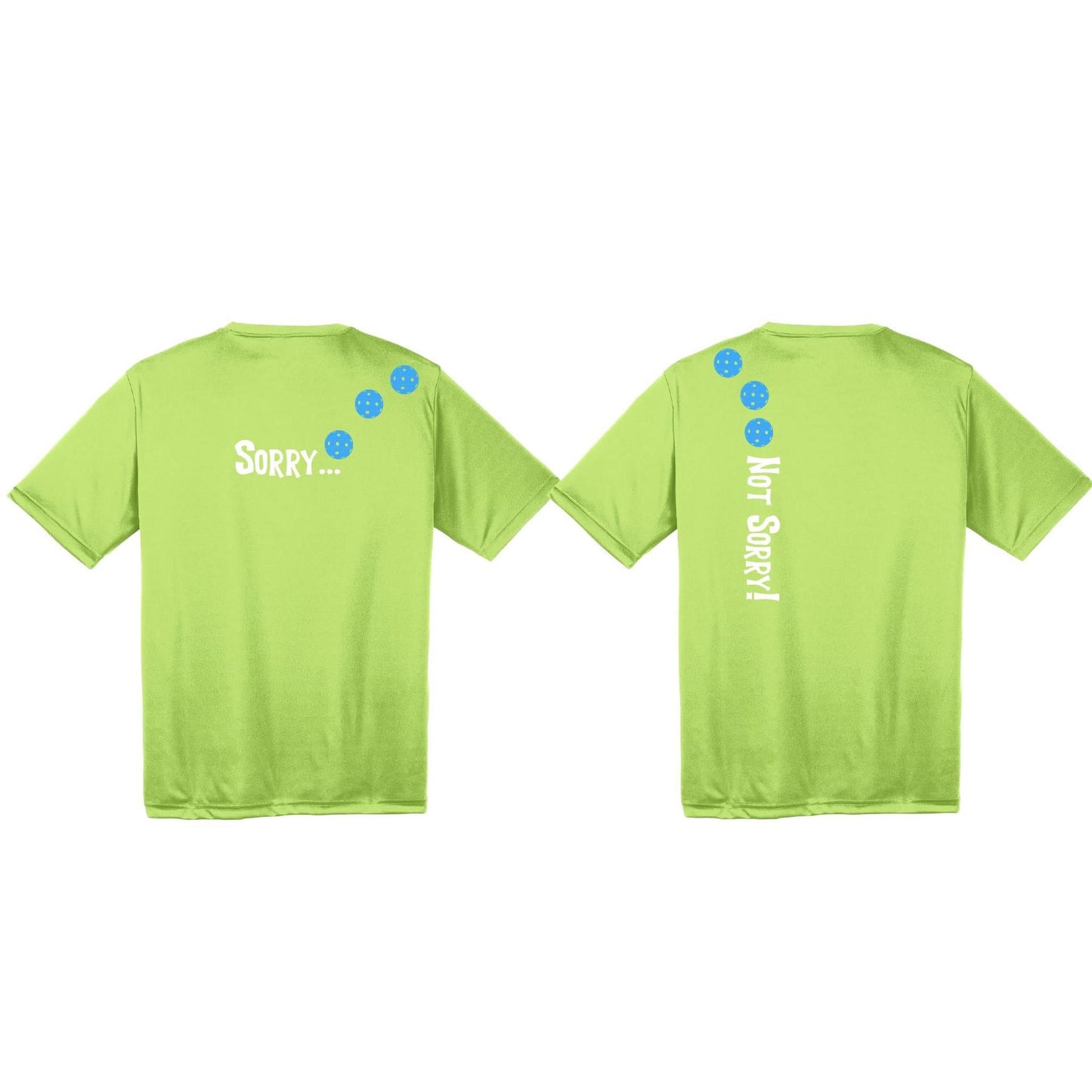 Sorry Not Sorry (Pickleballs Cyan Green Orange) | Men's Short Sleeve Athletic Performance T-Shirt | 100% Polyester