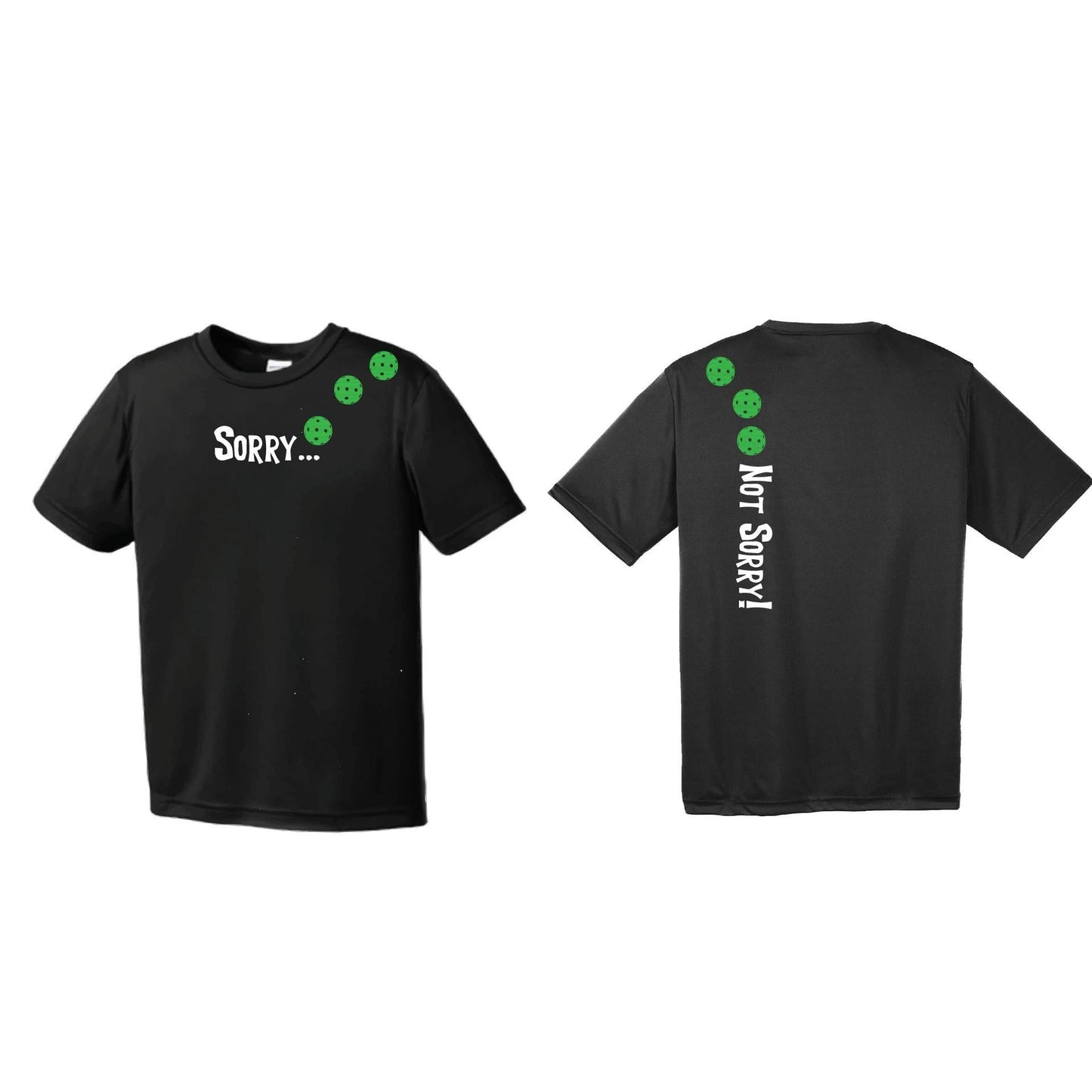Sorry Not Sorry (Pickleballs Cyan Green Orange) | Men's Short Sleeve Athletic Performance T-Shirt | 100% Polyester