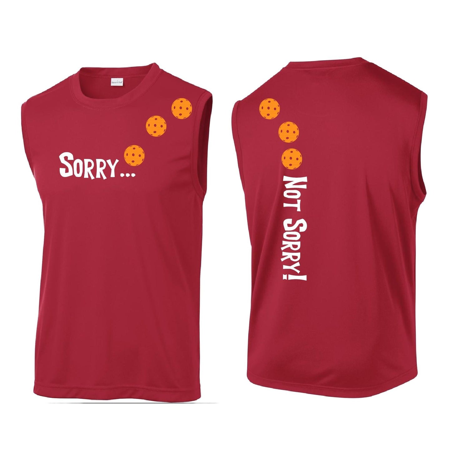 Sorry Not Sorry (Pickleballs Cyan Green Orange) | Men's Sleeveless Athletic Performance T-Shirt | 100% Polyester