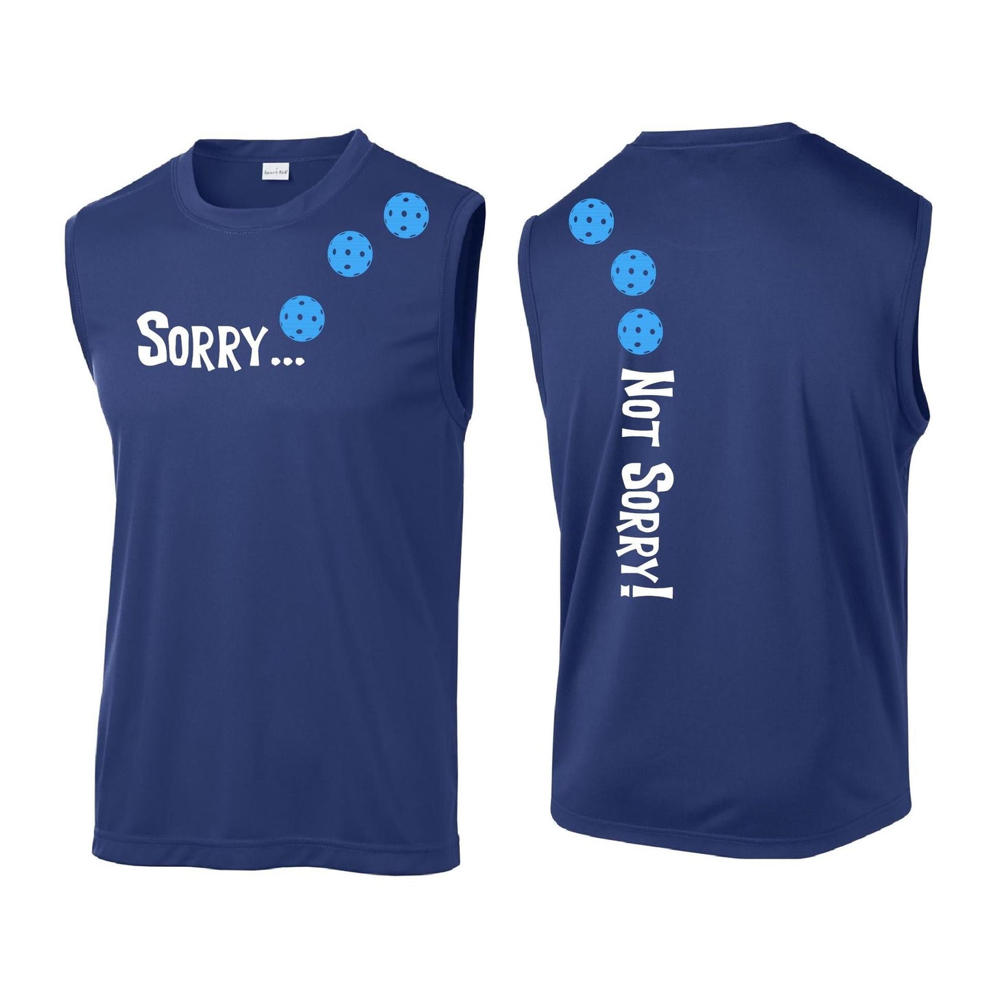 Sorry Not Sorry (Pickleballs Cyan Green Orange) | Men's Sleeveless Athletic Performance T-Shirt | 100% Polyester