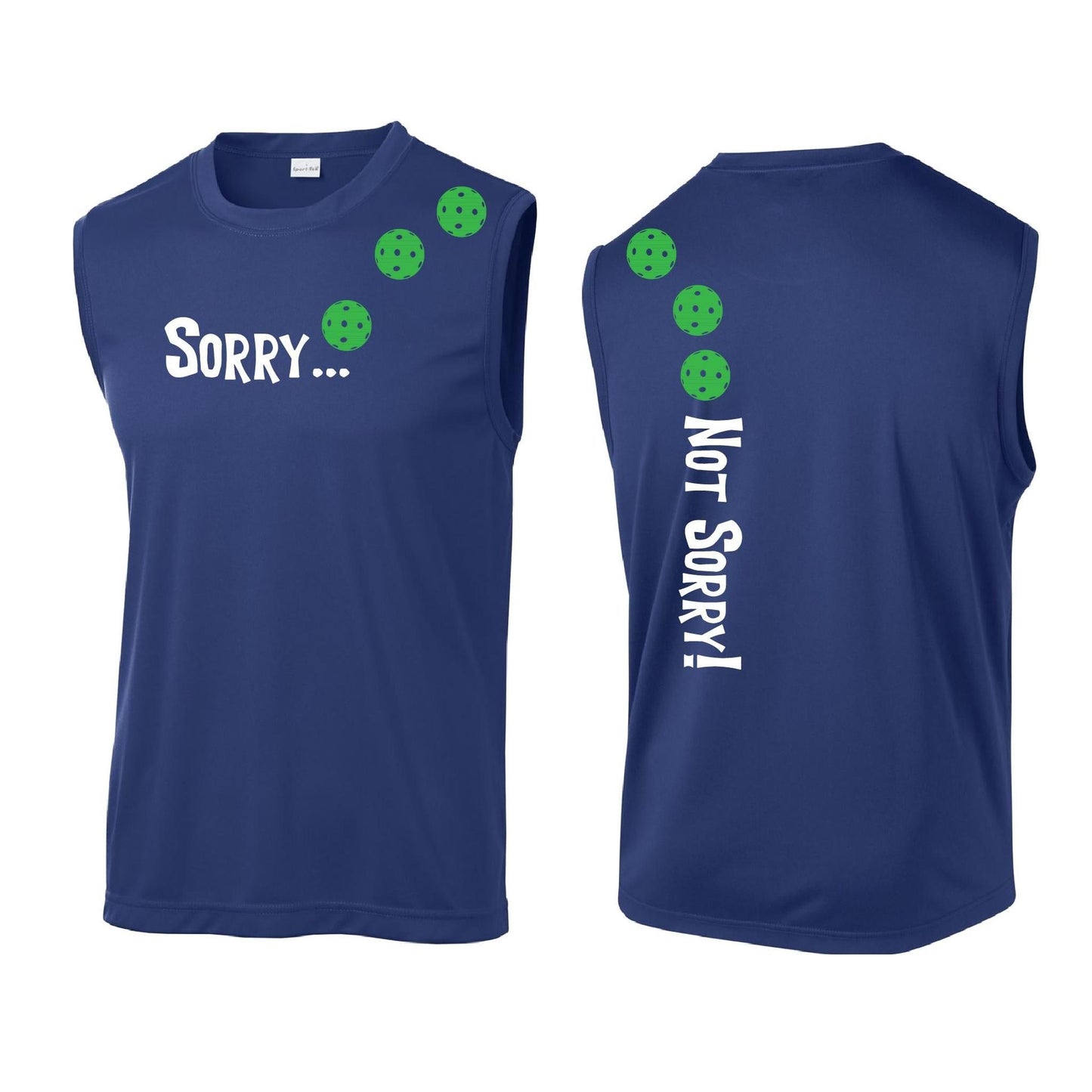 Sorry Not Sorry (Pickleballs Cyan Green Orange) | Men's Sleeveless Athletic Performance T-Shirt | 100% Polyester