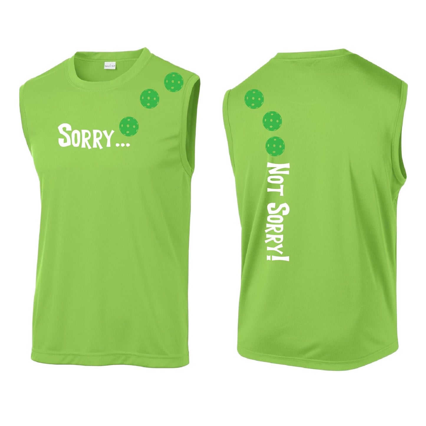 Sorry Not Sorry (Pickleballs Cyan Green Orange) | Men's Sleeveless Athletic Performance T-Shirt | 100% Polyester