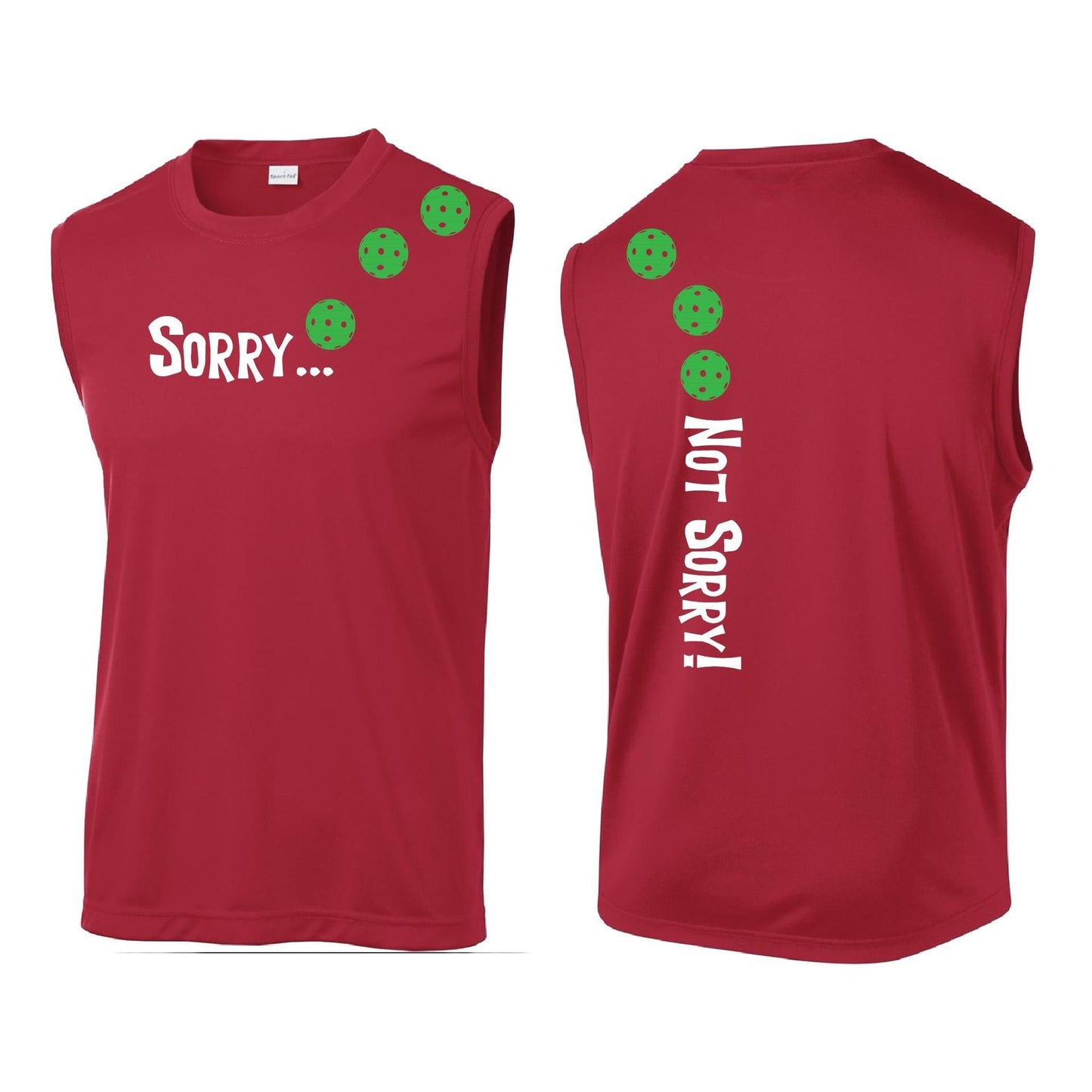 Sorry Not Sorry (Pickleballs Cyan Green Orange) | Men's Sleeveless Athletic Performance T-Shirt | 100% Polyester