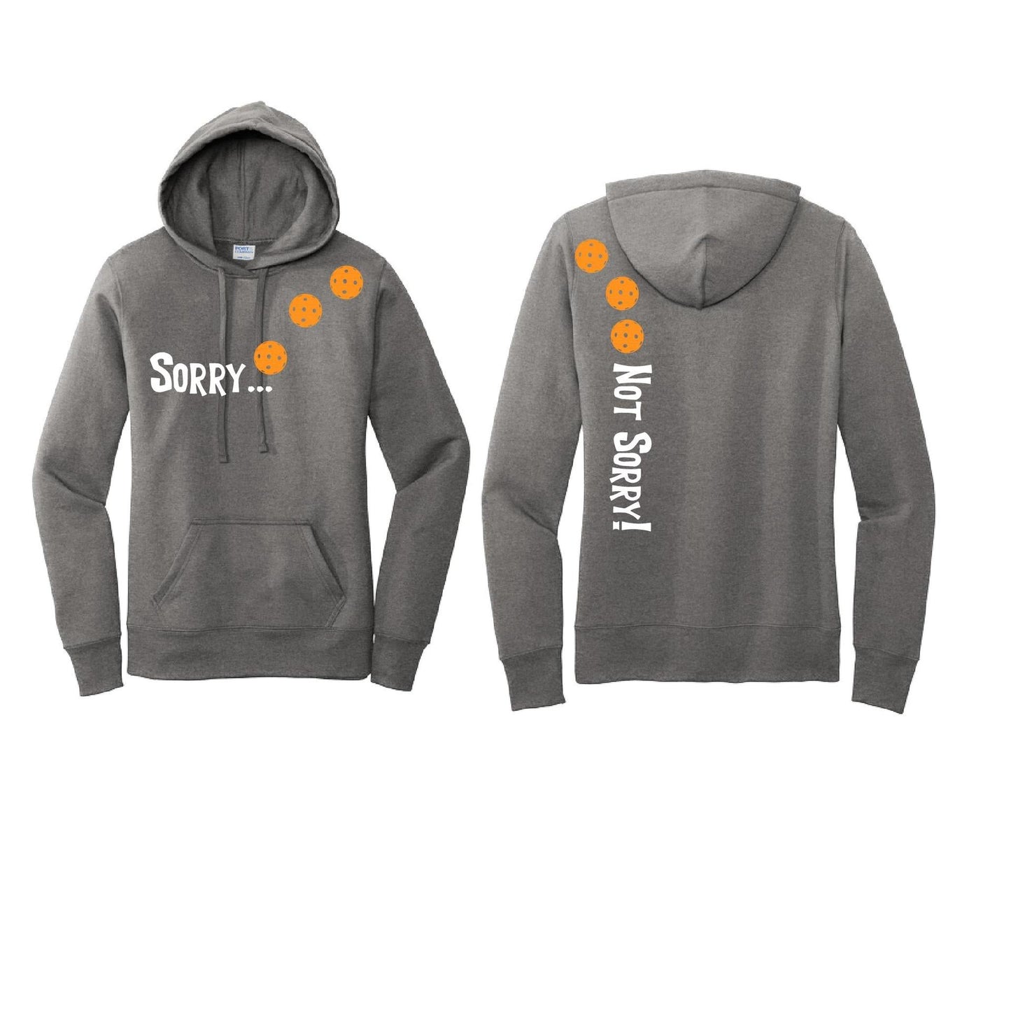 Sorry Not Sorry (Pickleballs Cyan Green Orange) | Women’s Fitted Hoodie Pickleball Sweatshirt | 50% Cotton 50% Poly Fleece