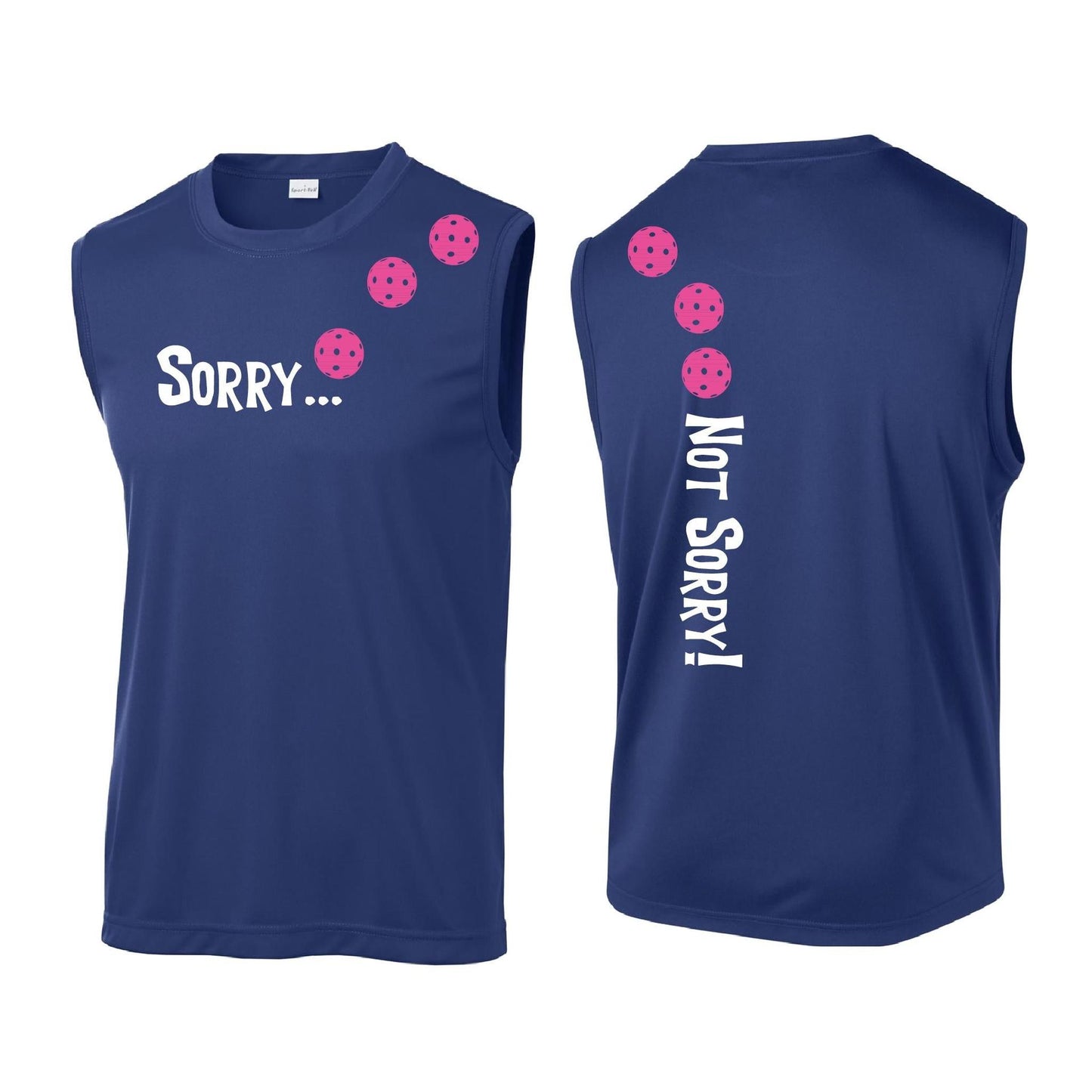 Sorry Not Sorry (Pickleballs Pink Purple Rainbow) | Men's Sleeveless Athletic Performance T-Shirt | 100% Polyester