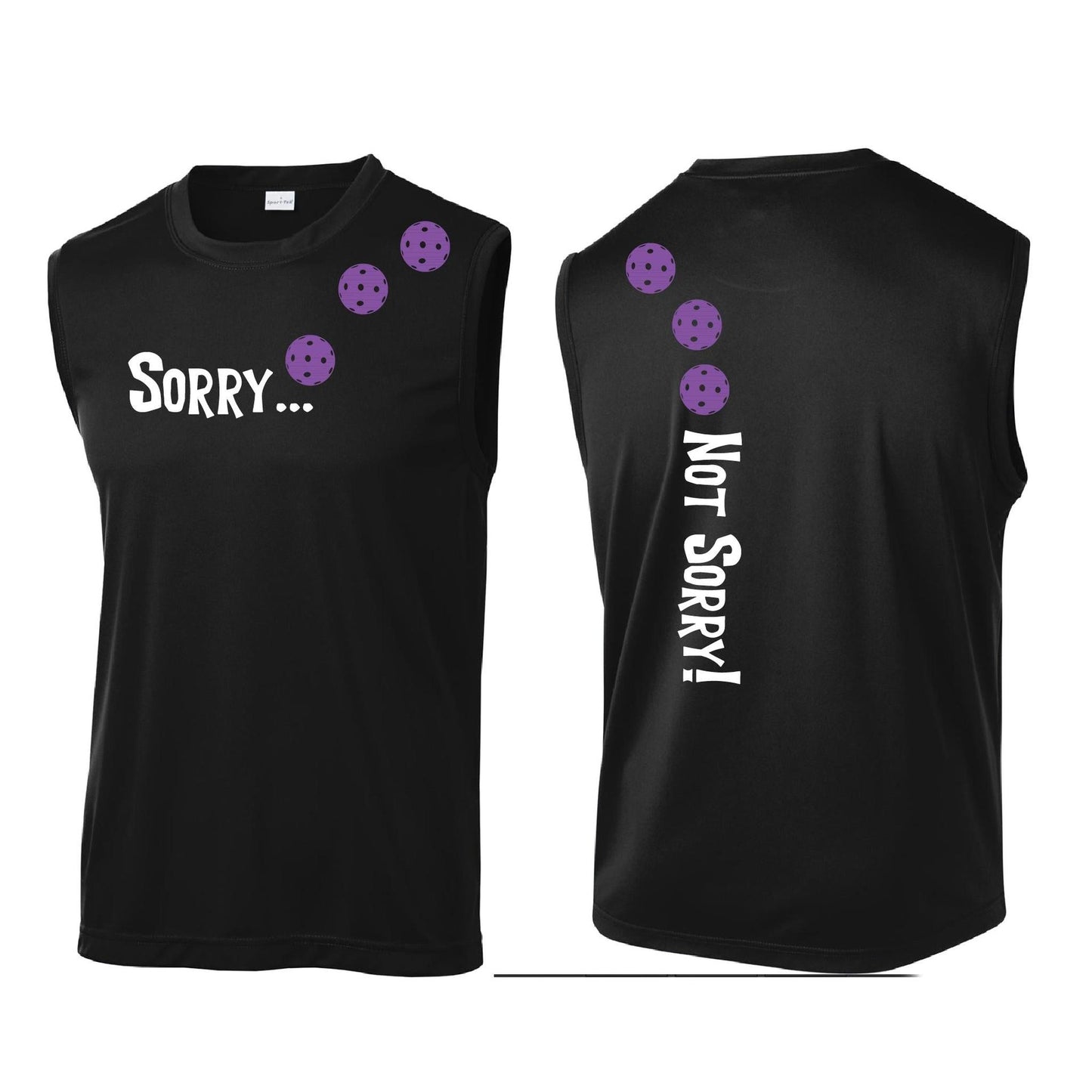 Sorry Not Sorry (Pickleballs Pink Purple Rainbow) | Men's Sleeveless Athletic Performance T-Shirt | 100% Polyester