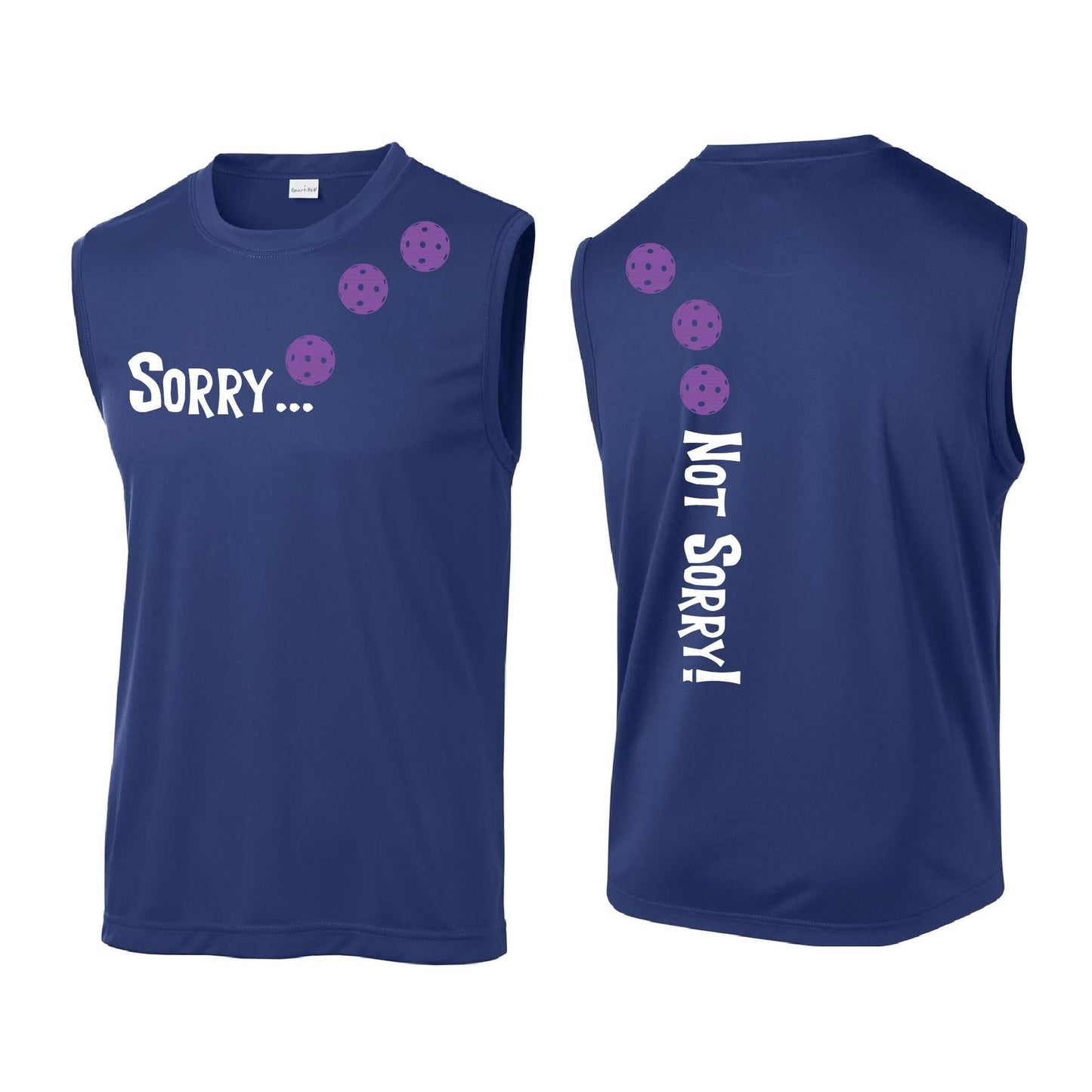 Sorry Not Sorry (Pickleballs Pink Purple Rainbow) | Men's Sleeveless Athletic Performance T-Shirt | 100% Polyester