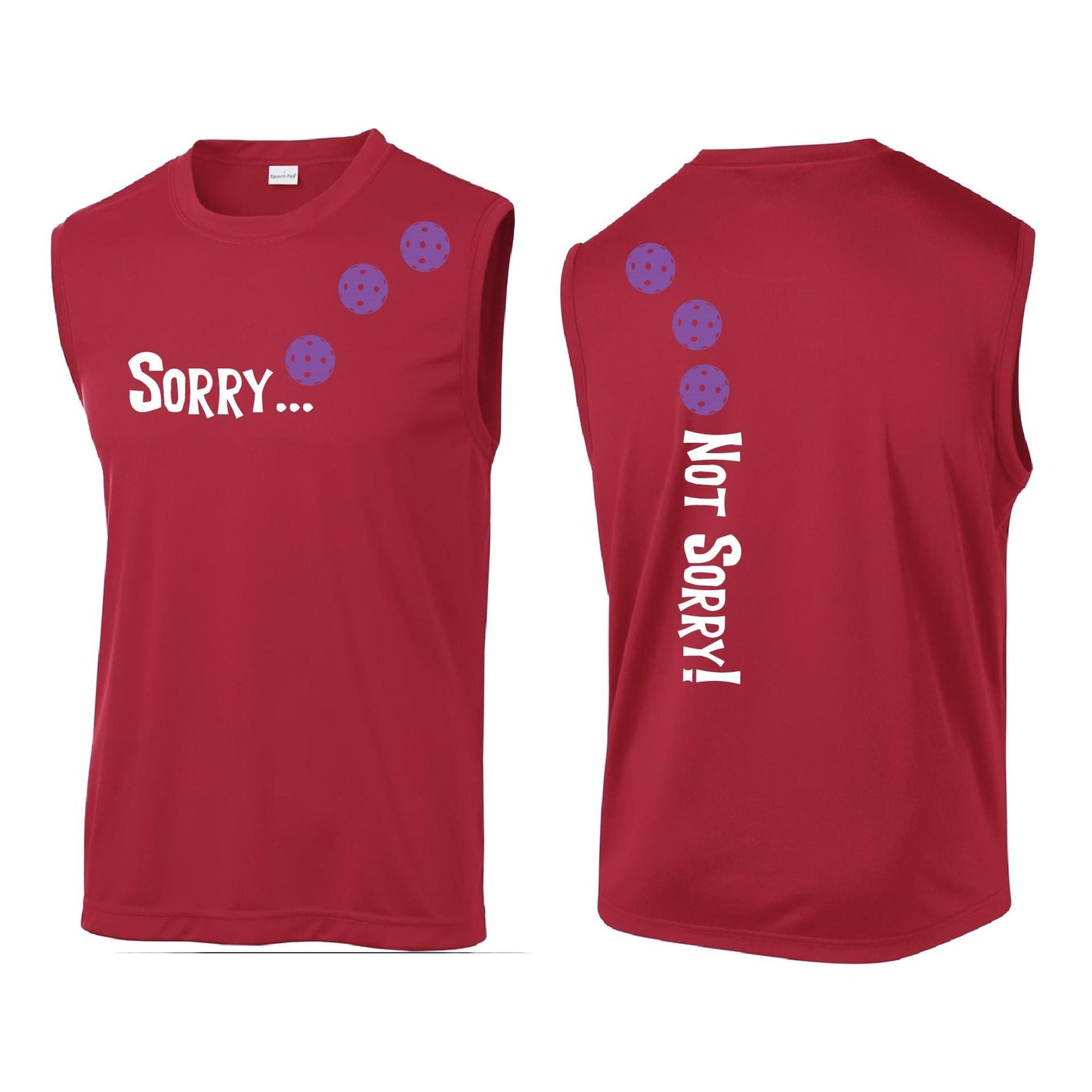 Sorry Not Sorry (Pickleballs Pink Purple Rainbow) | Men's Sleeveless Athletic Performance T-Shirt | 100% Polyester