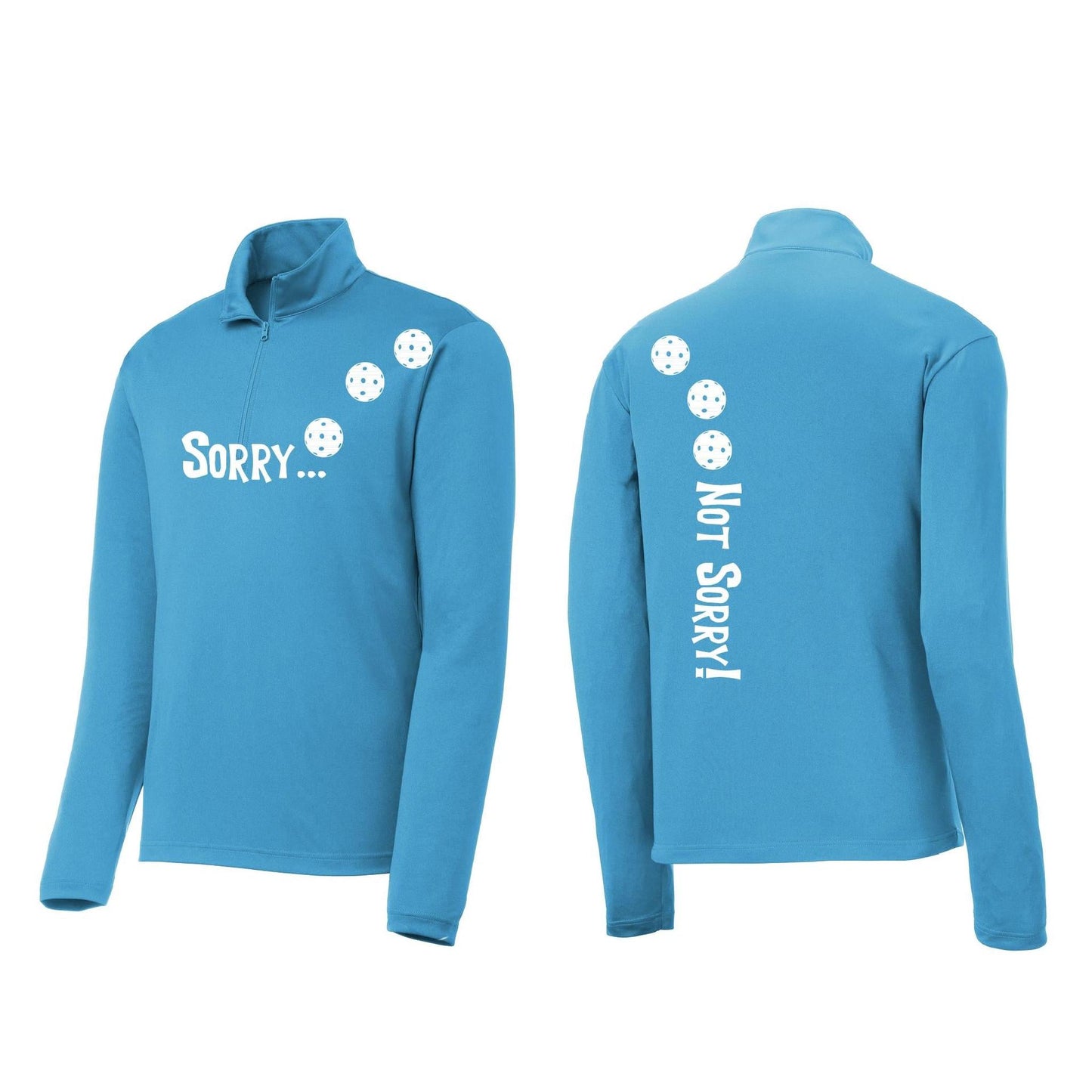 Sorry Not Sorry (Pickleballs Red White Yellow) | Men's 1/4 Zip Long Sleeve Pullover Athletic Performance Shirt | 100% Polyester