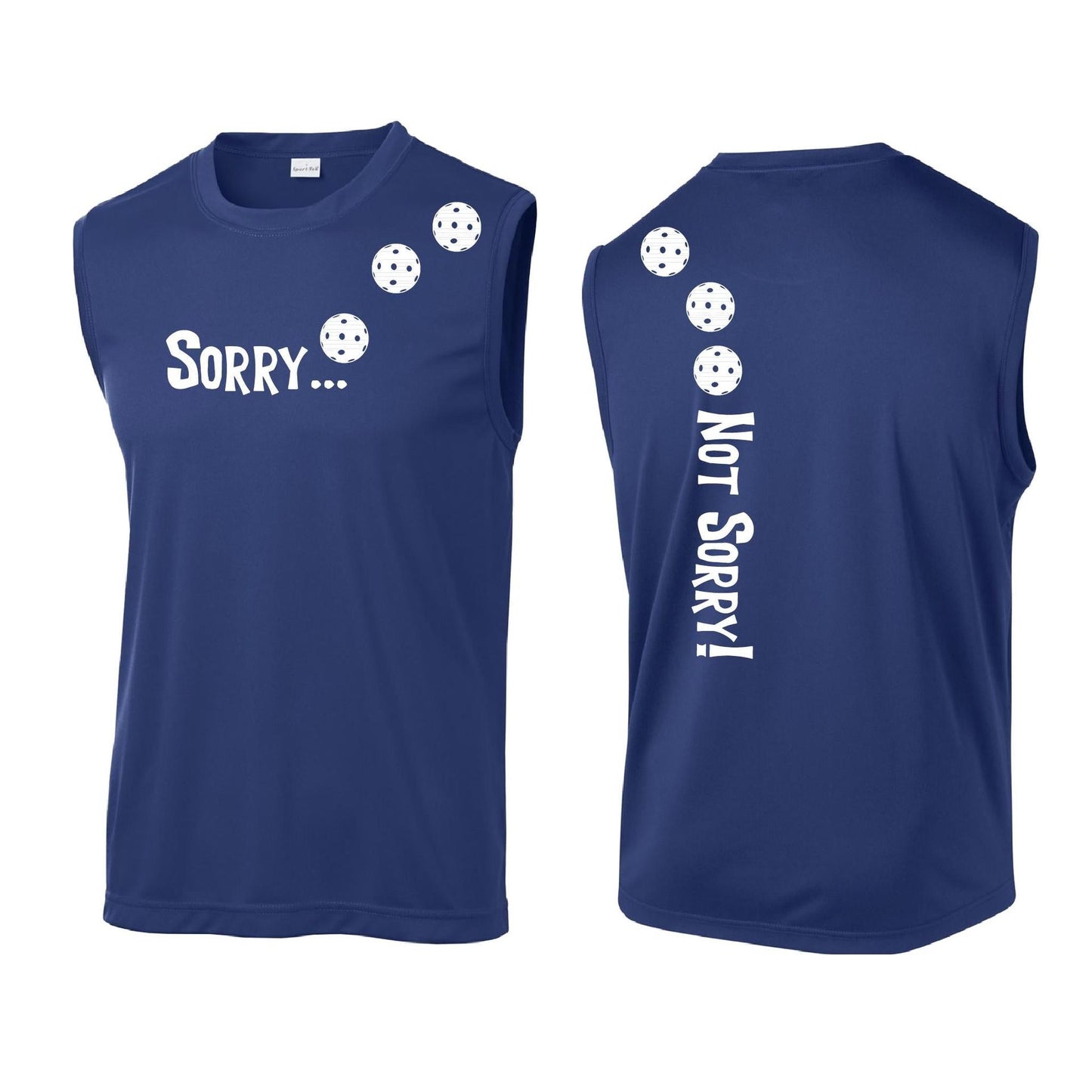 Sorry Not Sorry (Pickleballs Red White Yellow) | Men's Sleeveless Athletic Performance T-Shirt | 100% Polyester